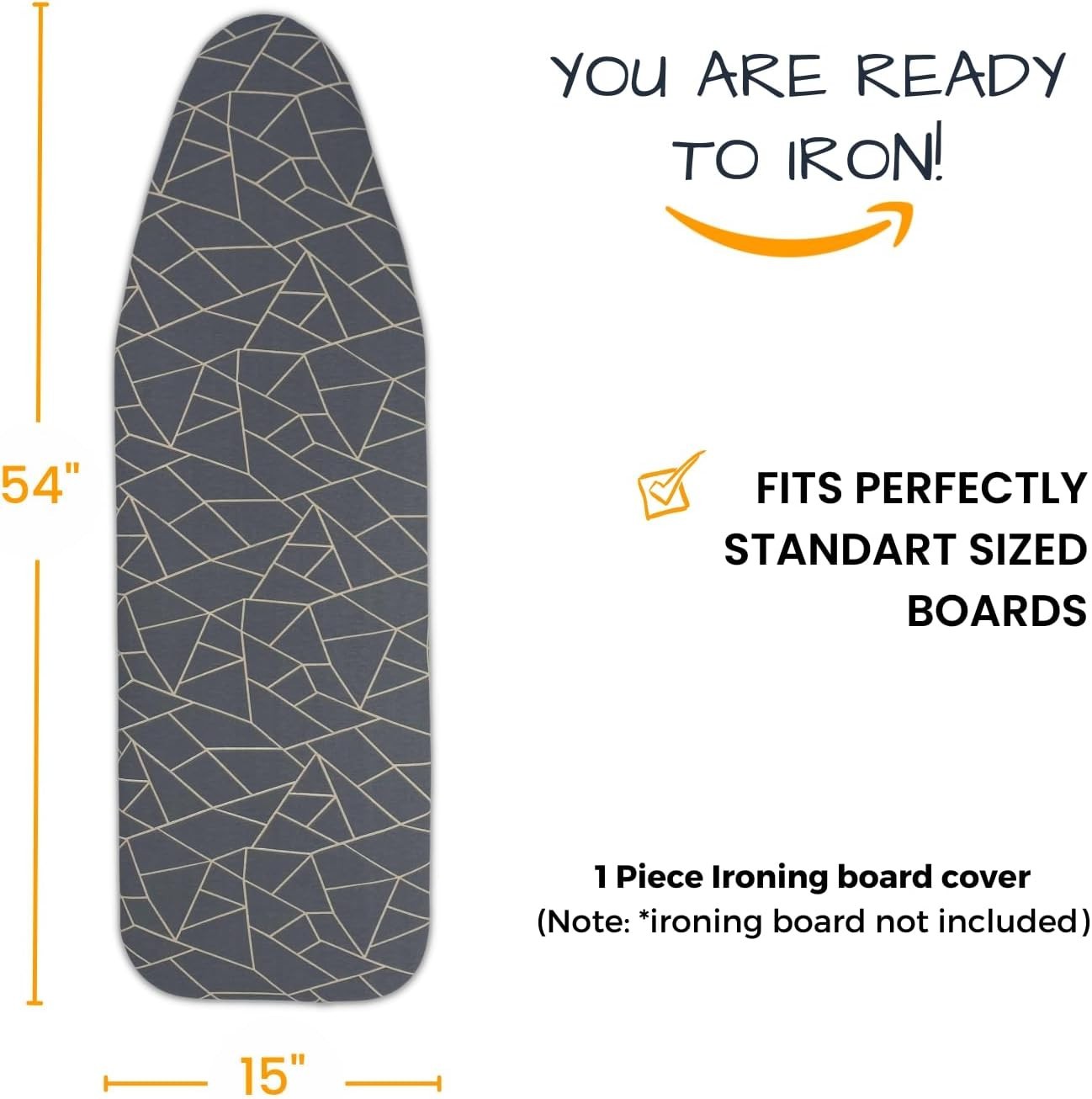 Ironing Board Cover and Pad Standard Size 15×54 inch Extra Heavy Duty Thick P…