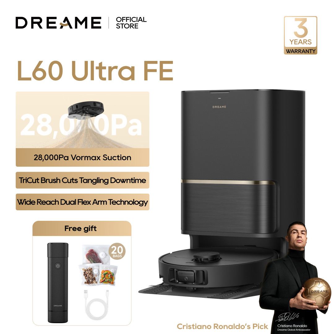 eBay Live｜DREAME L60 Ultra FE Black Robot Vacuum 100℃ Self-Cleaning Mop｜New