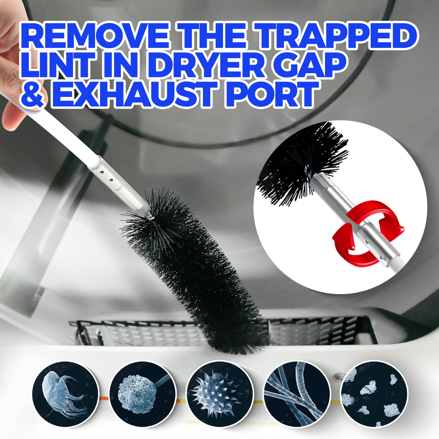 Dryer Vent Cleaner Kit Lint Brush Drill Attachment Duct Cleaning Tool Snake 32FT