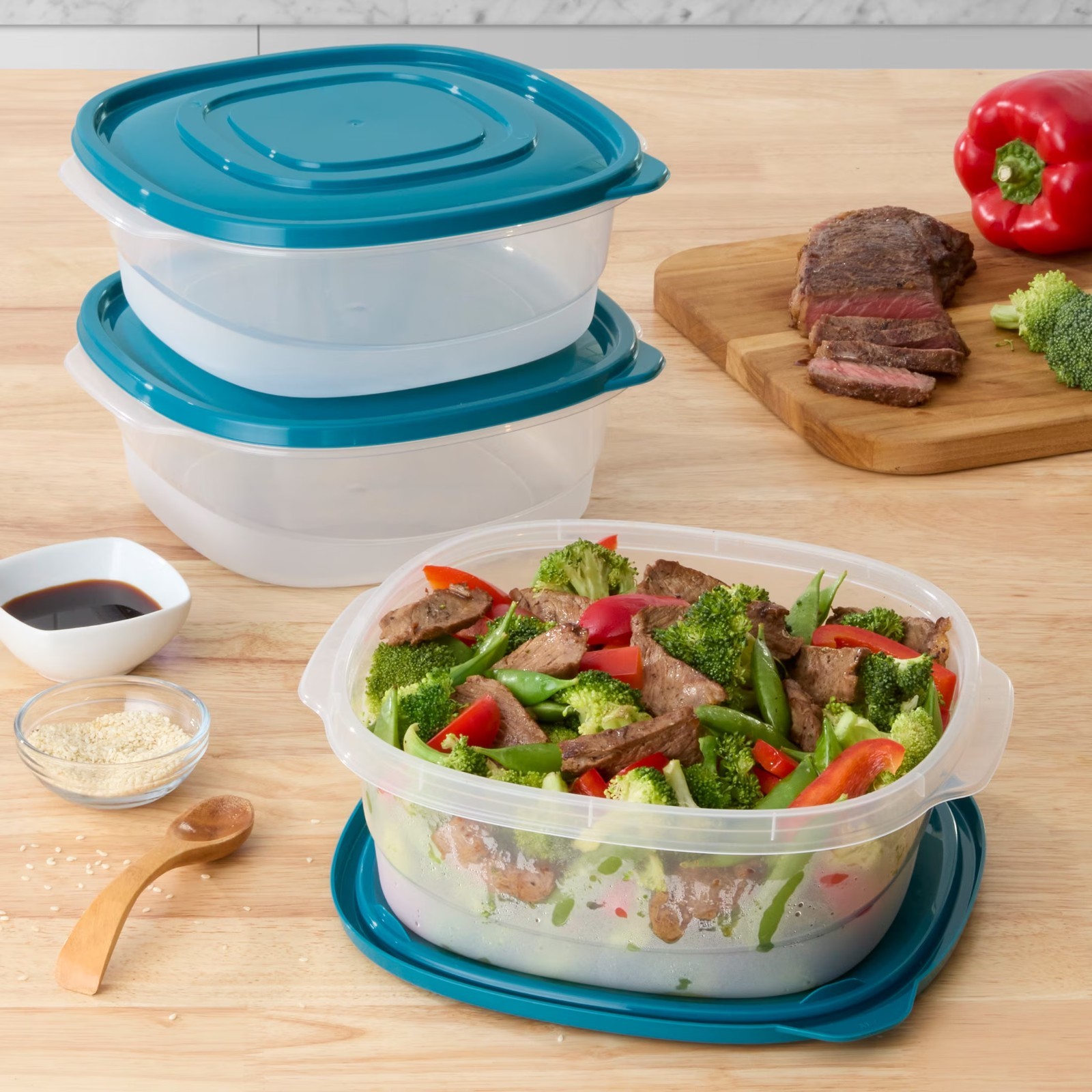Mainstays Semi Durable Square 1.26Cup Plastic Food Storage Container 6 Pack, Bes