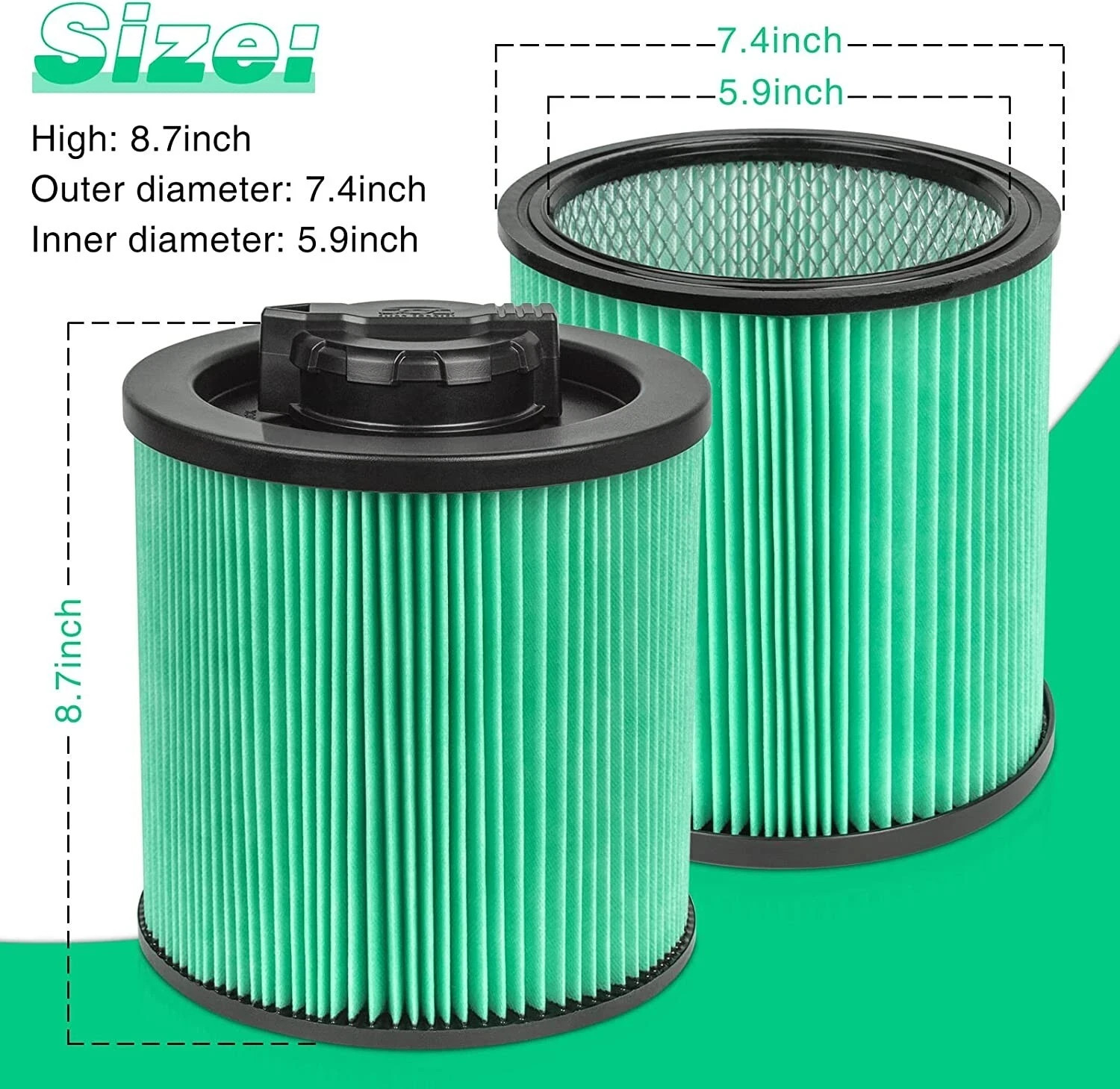 DXVC6912 HEPA High Efficiency Vacuums Cartridge Filter fits DeWalt 6-16 Gallon