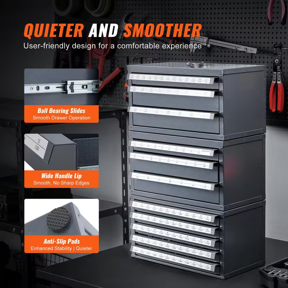17.46 In. Drill Bit Dispenser Cabinet, 14.76 In. Tool Storage Bin 7.87 In. W 3-D
