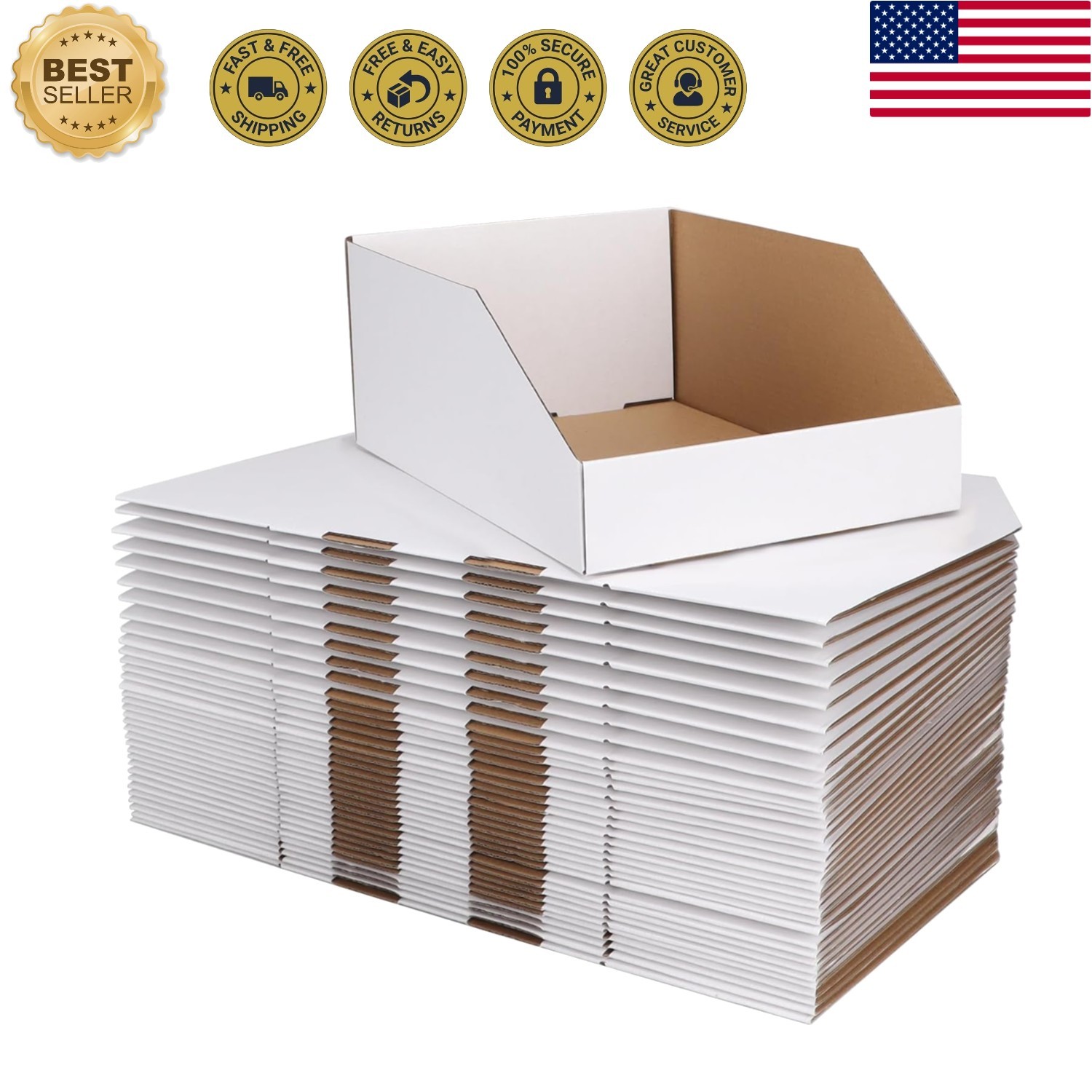 Versatile White Cardboard Storage Boxes 12x8x4.5 Inches – 35 Pack for Organizing