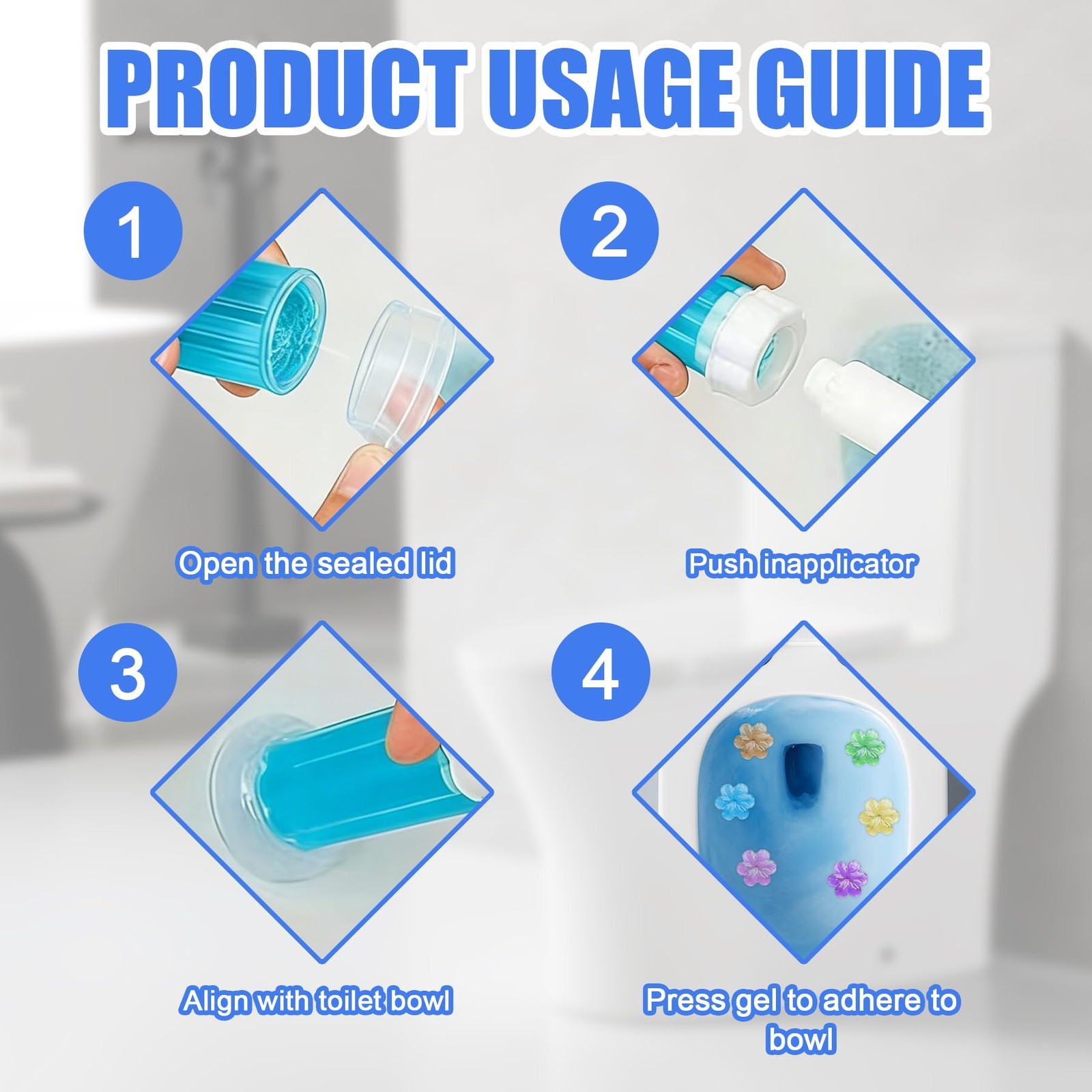 Toilet Gel Stamps, 6 Pack 84 Count Flower Shaped Toilet Bowl Cleaner Gel
