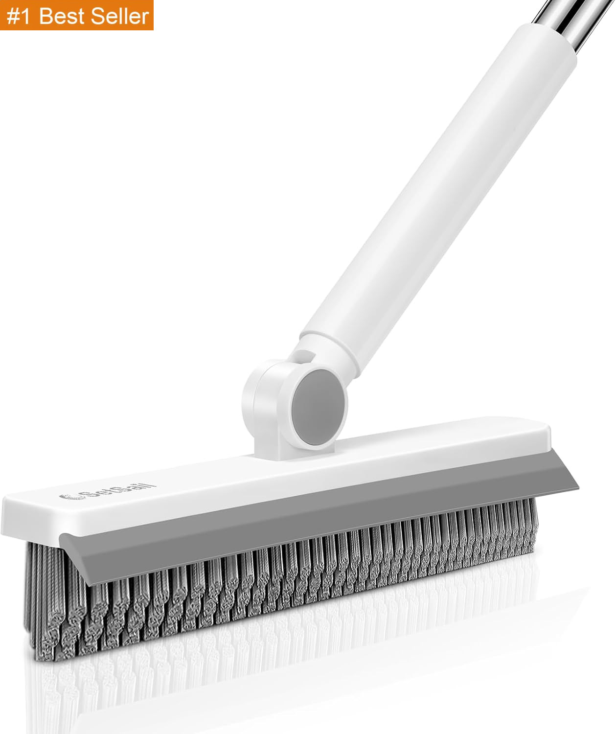 Grout Cleaner Brush with Long Handle, V-Shaped Floor Scrub Brush Swivel Grout Br