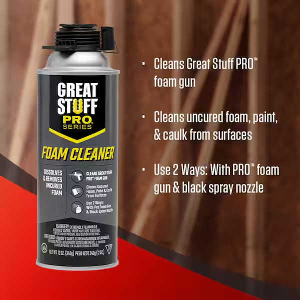 Great Stuff 12oz Spray Foam Sealant Cleaner Removes Uncured Insulation Residue