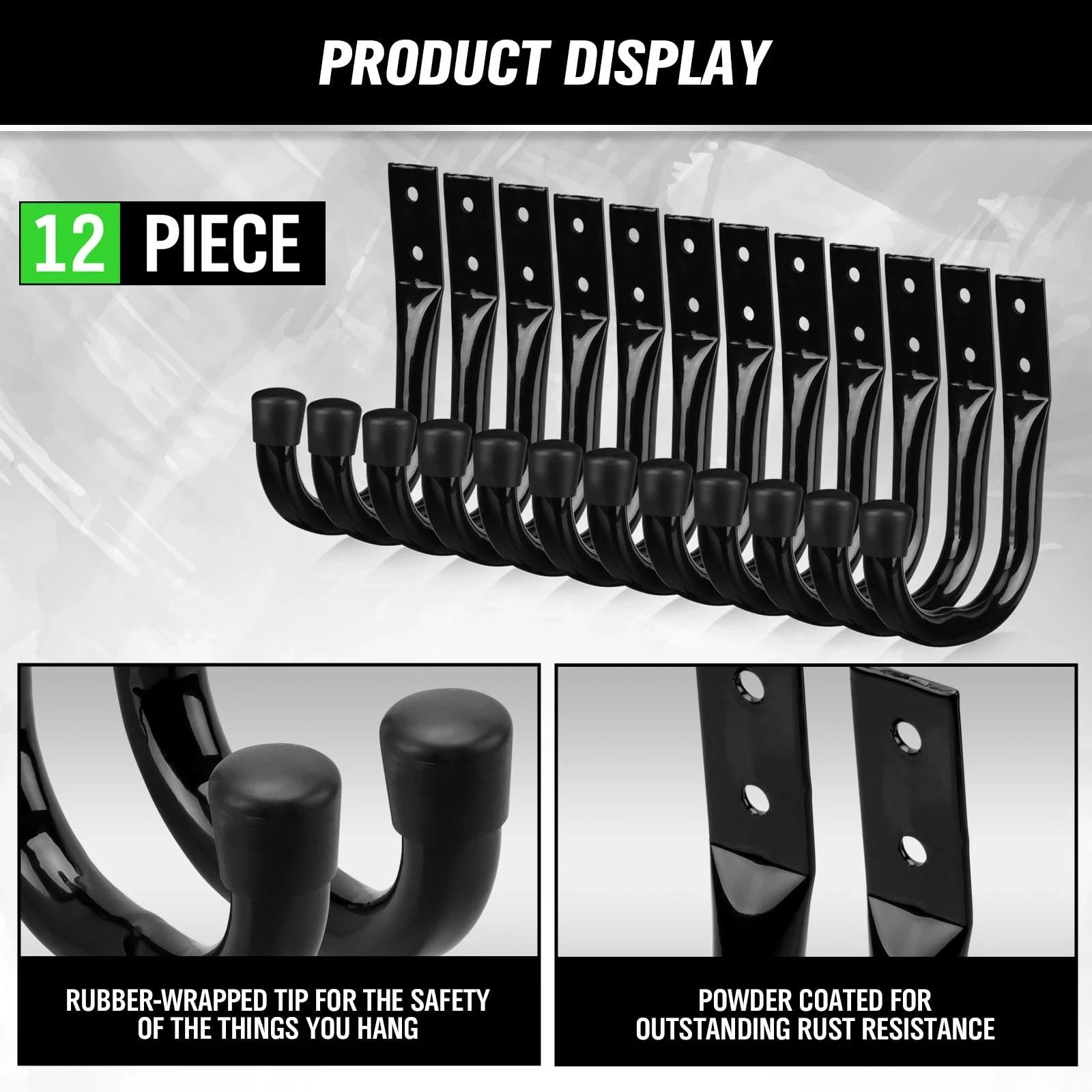 12 Pack Heavy Duty Garage Storage Hooks Wall Mount J Hooks for Hanging Tools