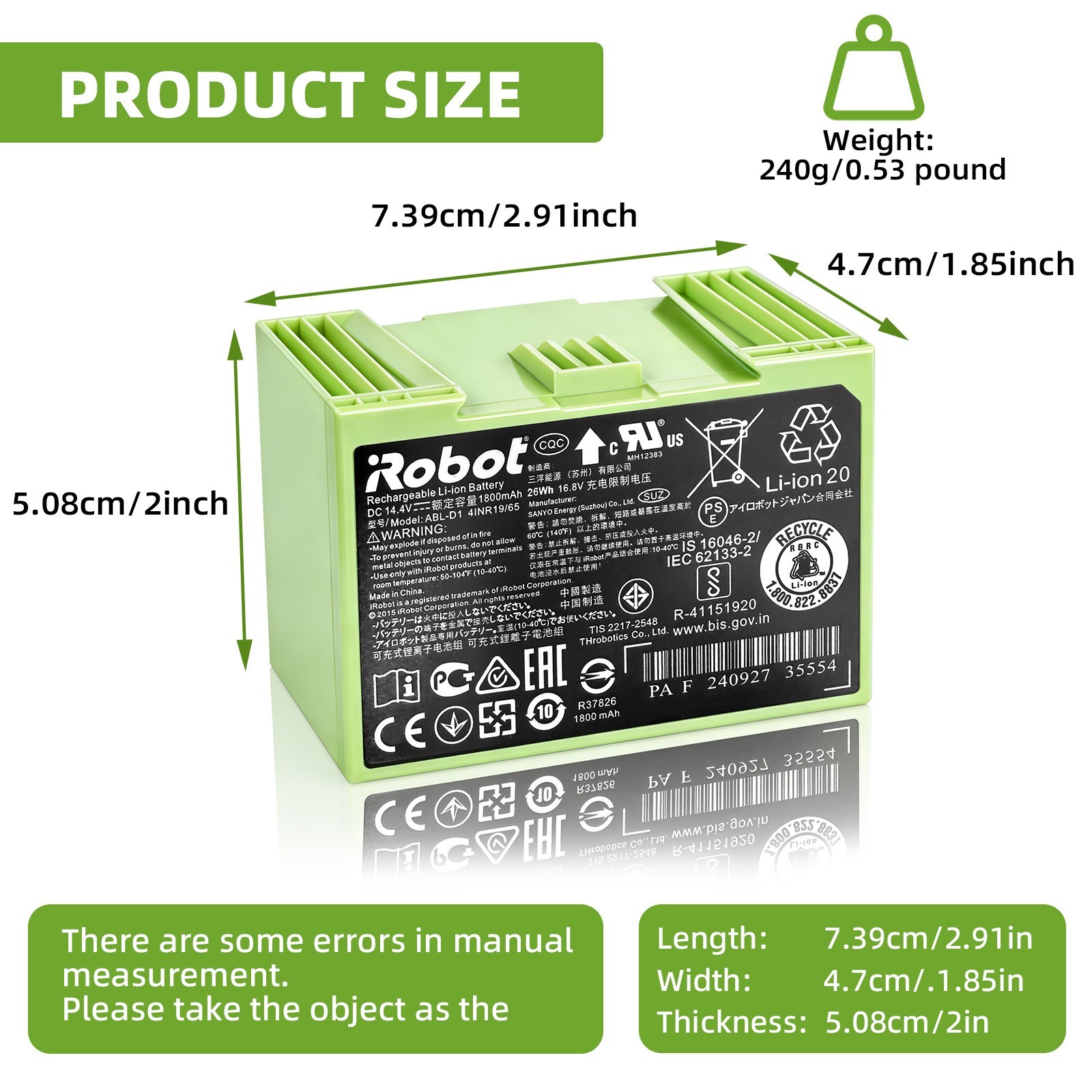 Lot OEM Battery ABL-D1 for iRobot Roomba e5 e6 i1 i2 i3 i4 i5 i6 i7 i8 j5 j6 j7+