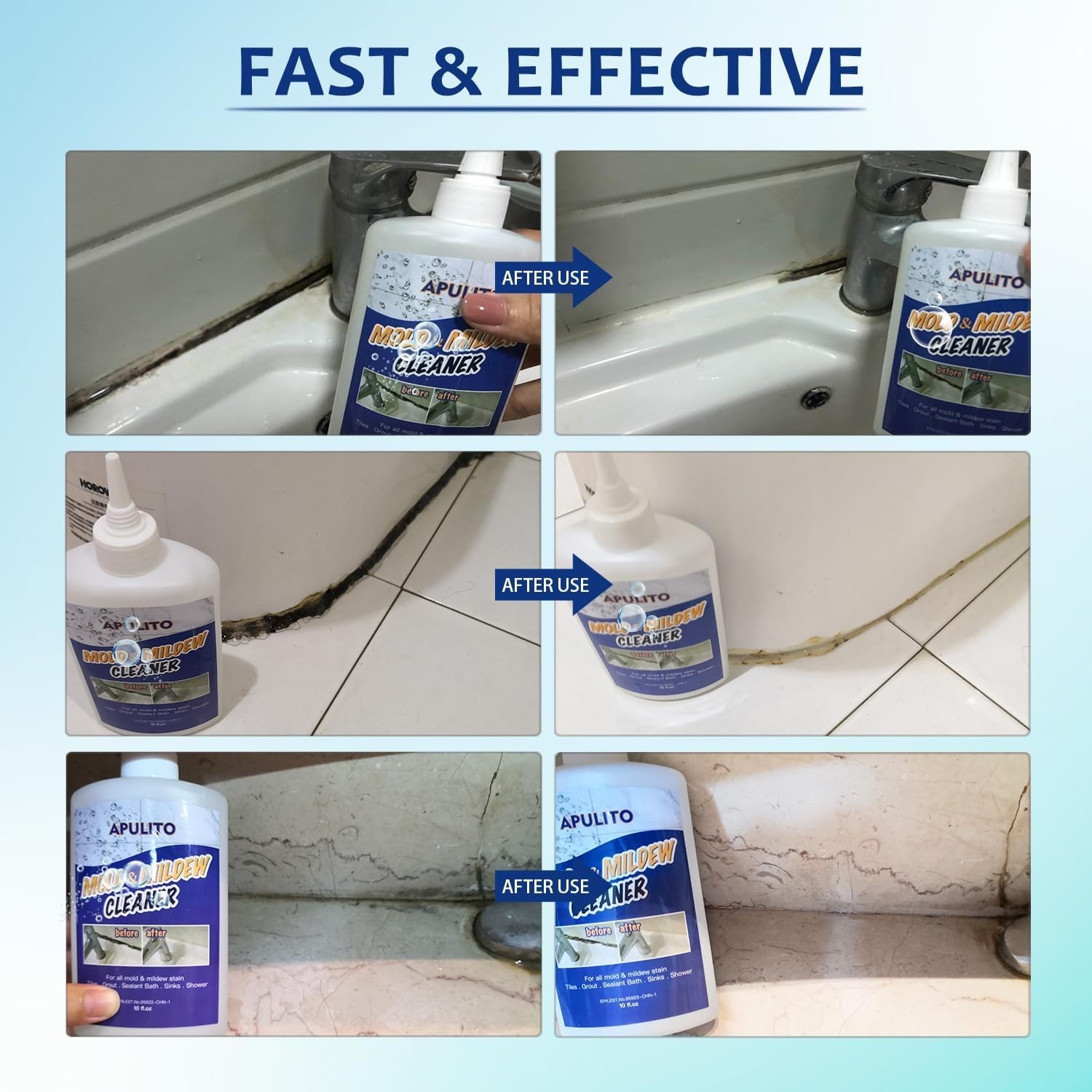 Household Cleaner Gel for Bathroom Shower Kitchen Tile Grout Sinks Countertops