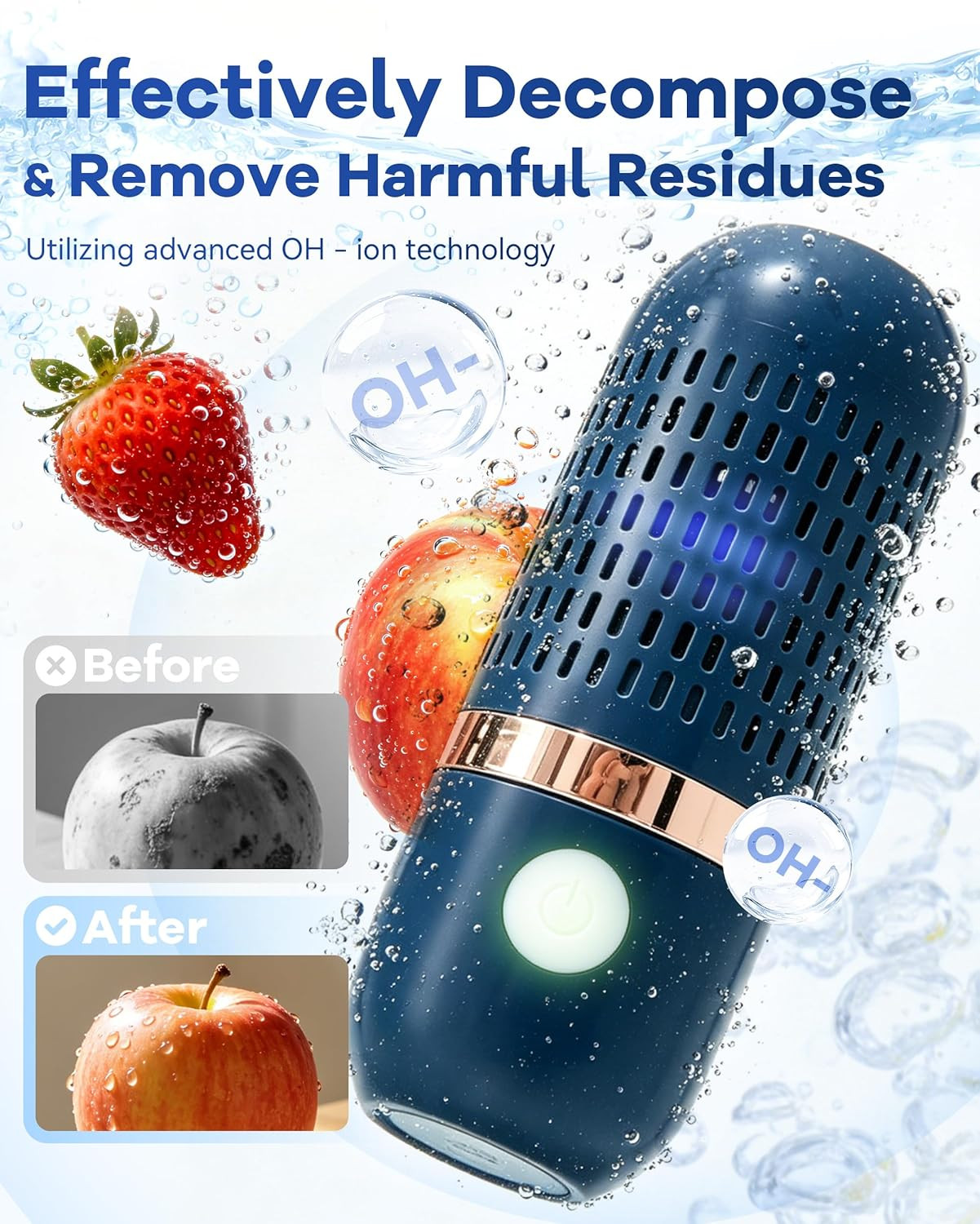 Produce Cleaner & Vegetable Cleaner with Oh-Ion Technology, Wireless Rechargeabl