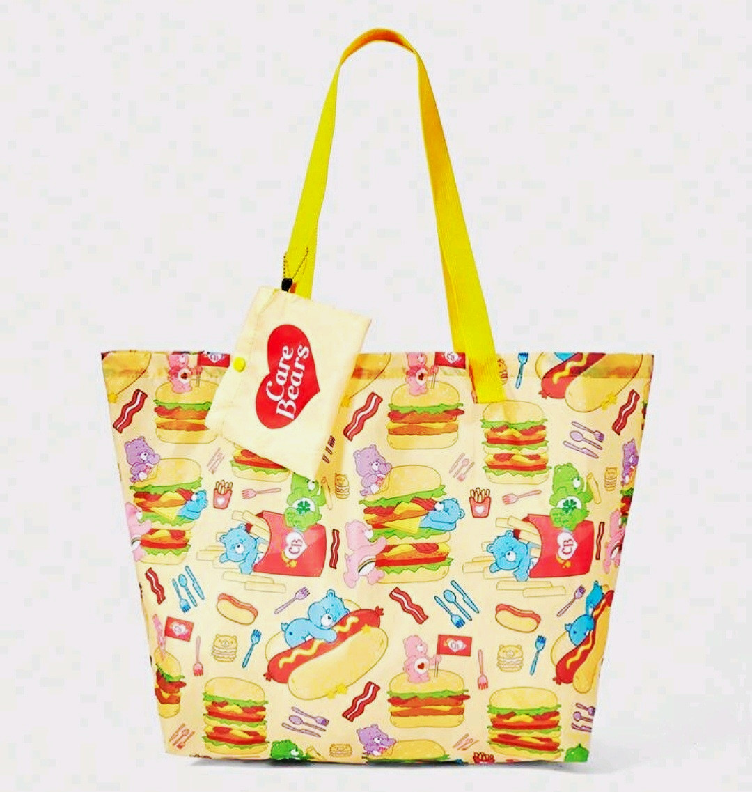 Care Bears Reusable Tote Shopping Bag, Multicolor All-Over Print, 18x10in