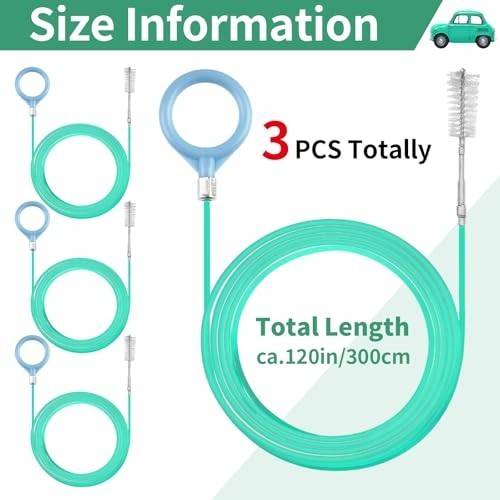 3 pcs Auto Sunroof Drain Cleaning Tool, 120 Inch Long Flexible Tube Cleaning Bru