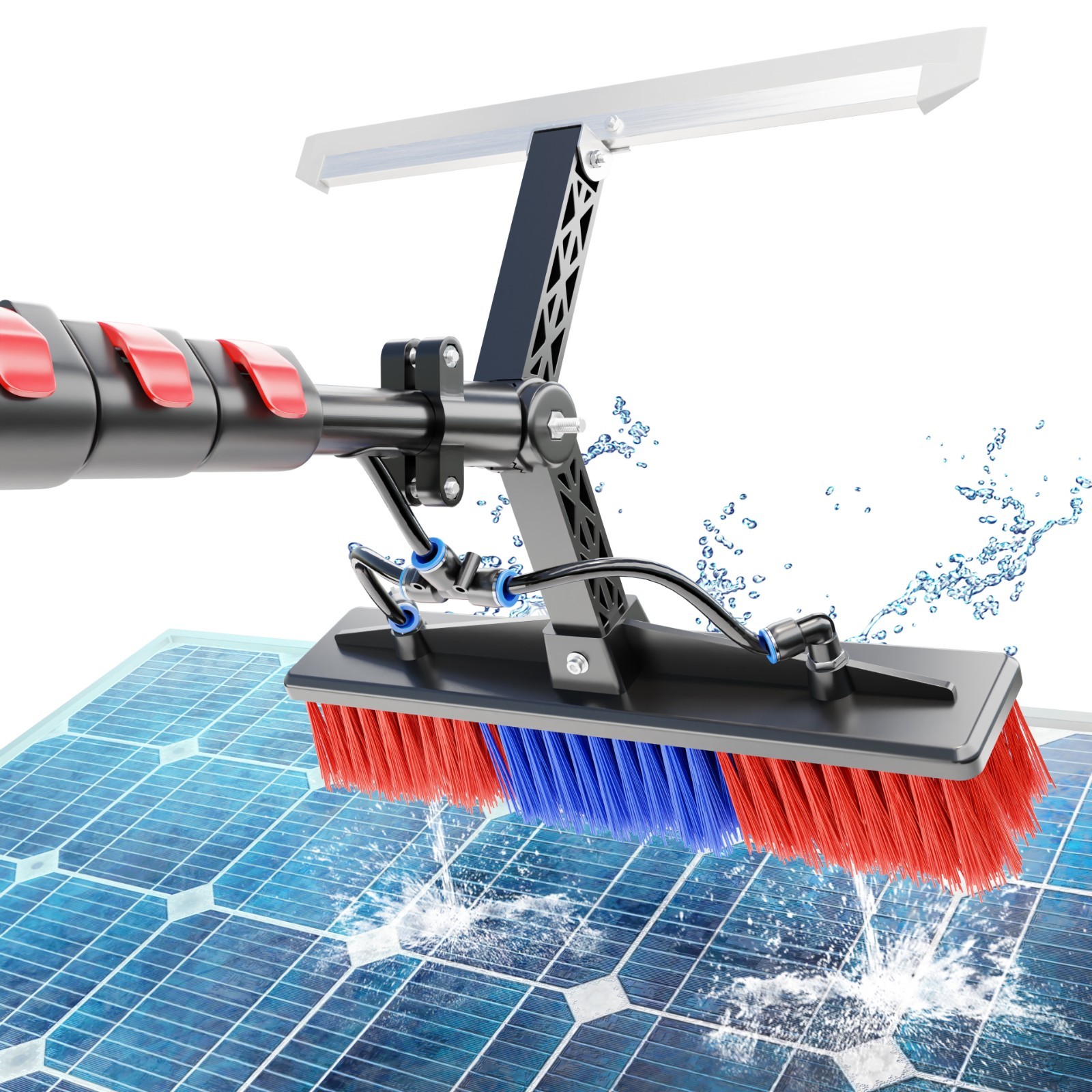 5.5m Water Fed Pole Kit Solar Panel Cleaning Brush &Squeegee Window Washing Tool