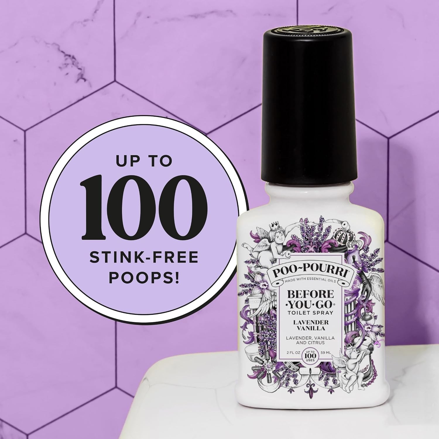 Lavender Vanilla Toilet Spray by Poo~Pourri – Eco-Friendly Odor Control 2 Fl Oz