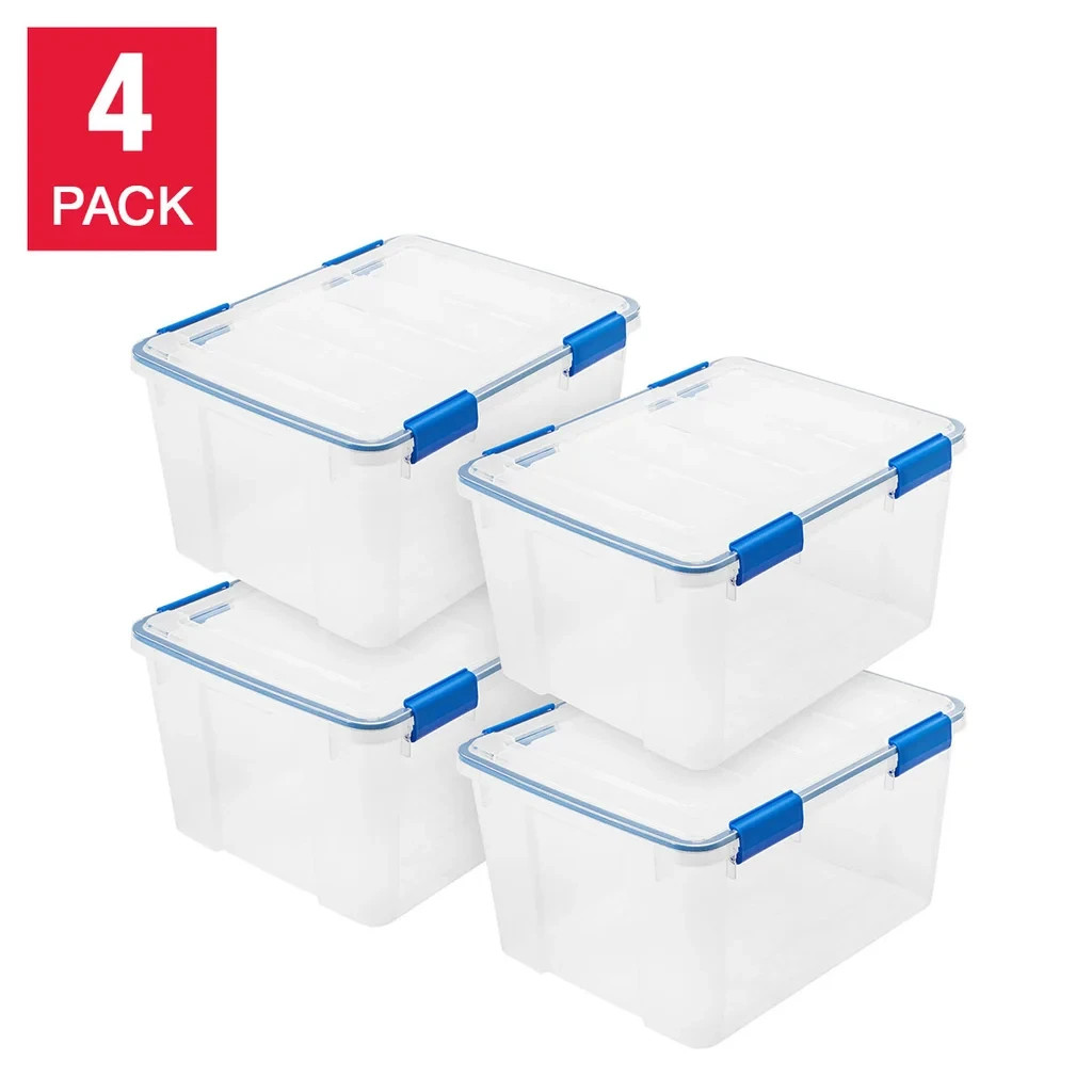 IRIS STORAGE CONTAINERS BINS TUBS BOX WEATHERTIGHT AIRTIGHT PET FOOD 44 QT 4 PK
