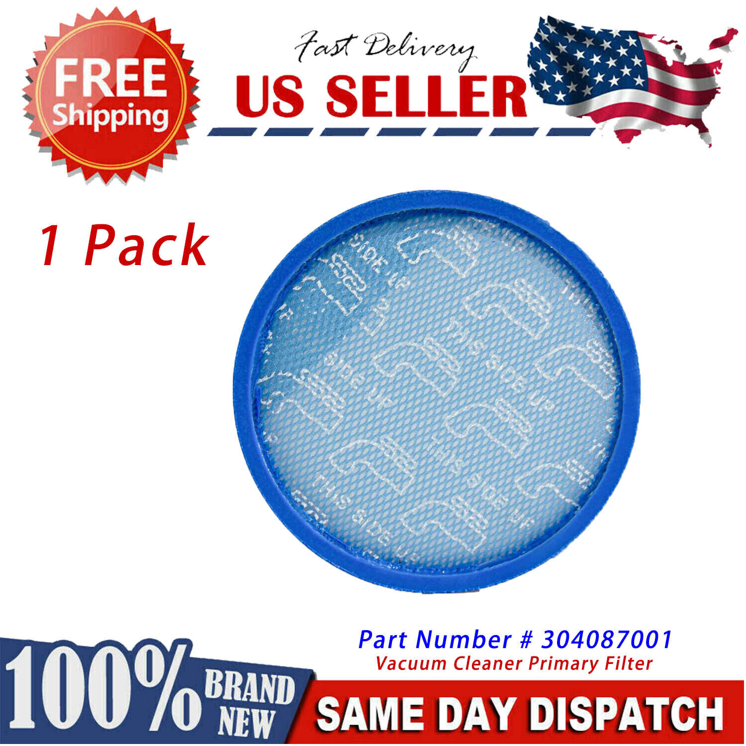 1-4 Pack Filter for Hoover Windtunnel Vacuum Primary Washable part# 304087001