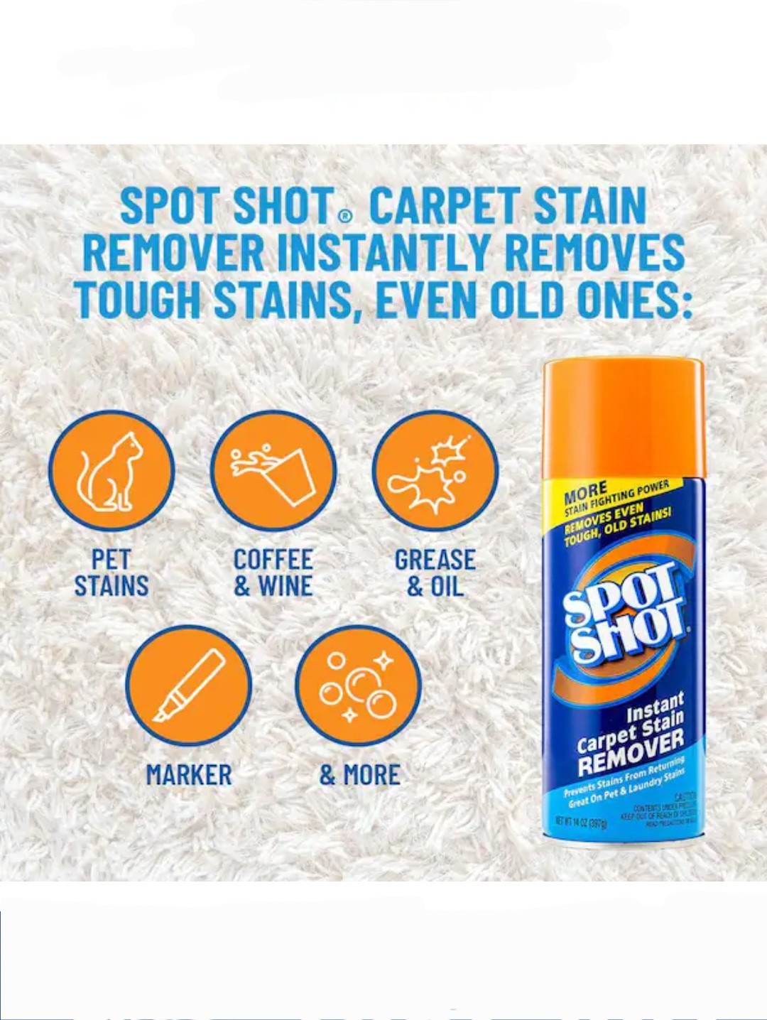Spot Shot 18 oz Instant Carpet Stain Remover, Professional Cleaner, 1 Count, NEW