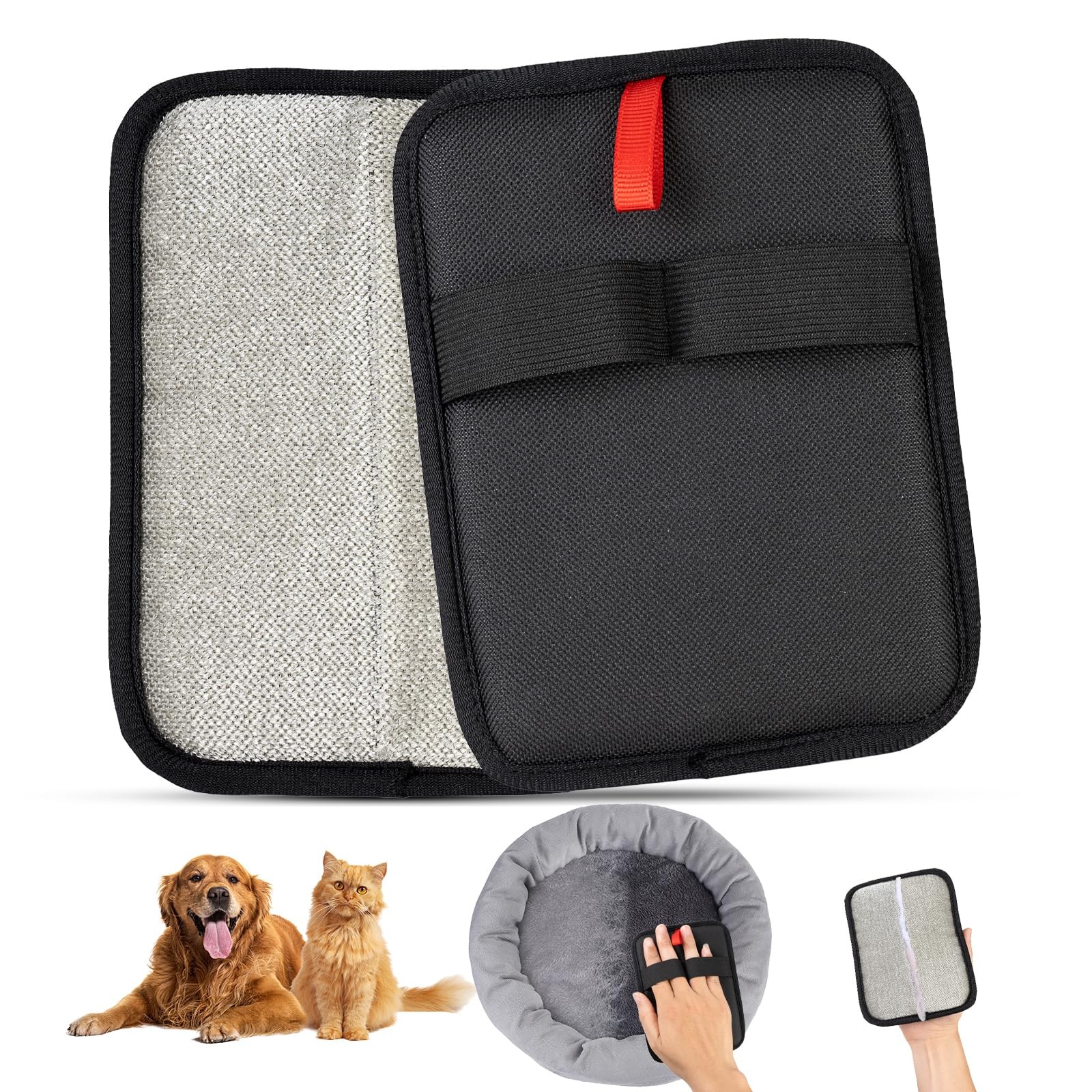 Pet Hair Removal Glove for Cats Dogs Reusable Electrostatic Black