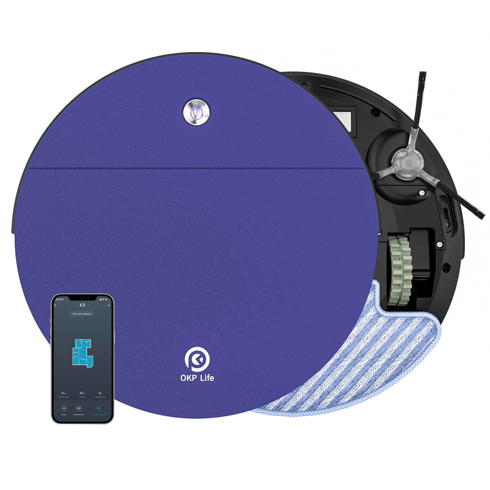 OKP Robot Vacuum Cleaner Self-Charging Work with WiFi/Voice/App Control 2200Pa