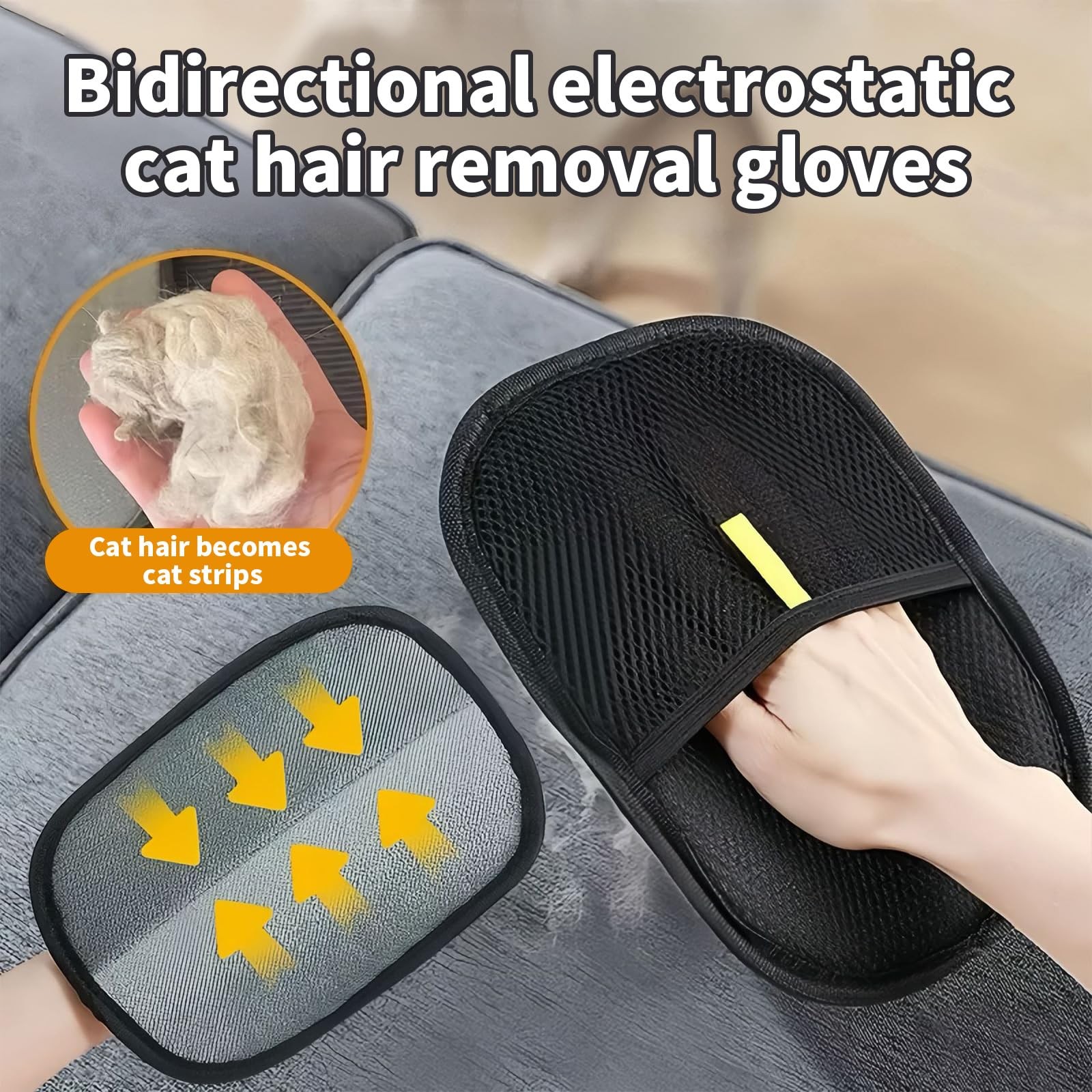 Apanbar 2 Pcs Yomi pet Hair Remover Glove,pet Removal BLACK(2PACK)