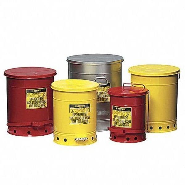 Justrite 09110 Oily Waste Can,6 Gal.,Steel,Red