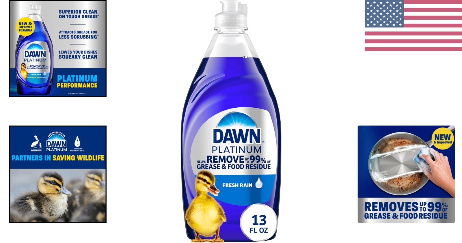 Fresh Rain Scent Platinum Dish Soap, 13 oz for Tough Grease, Trusted Quality