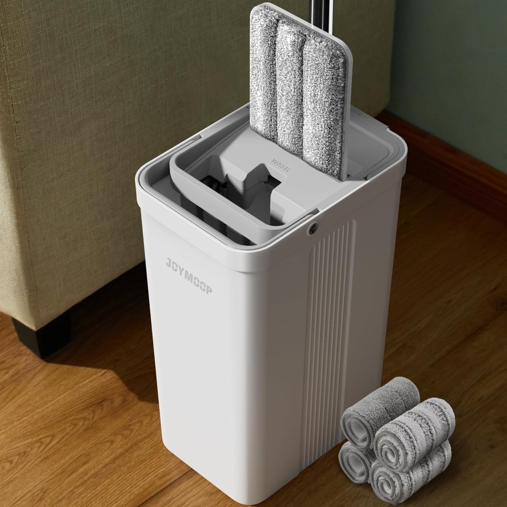 Mop and Bucket Set with Wringer, Flat Mops for Floor Cleaning, Wall Mop Cleaner