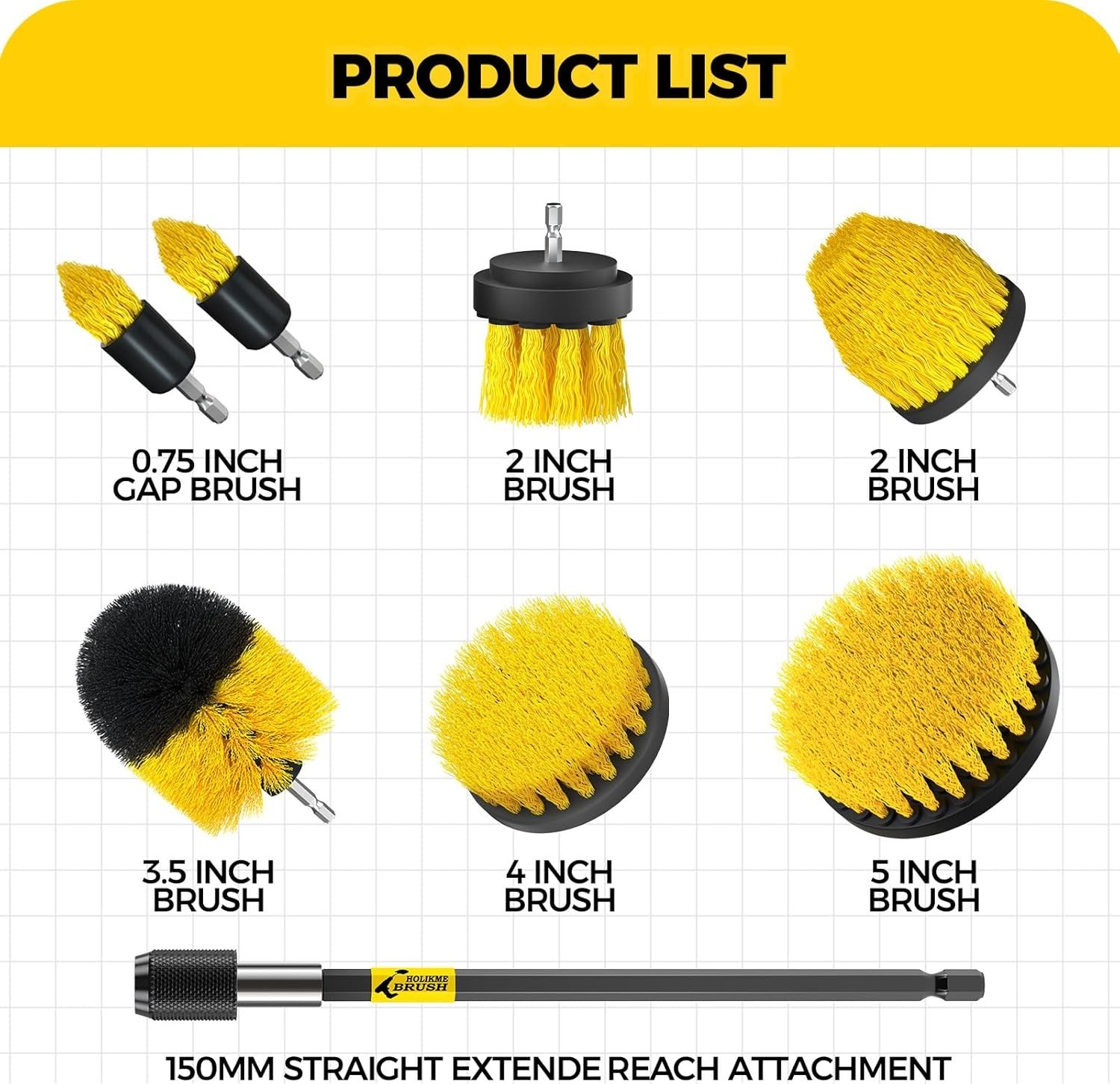 Drill Brush Set for Cleaning Grout Tile Bathtub Shower Car Power Scrubber
