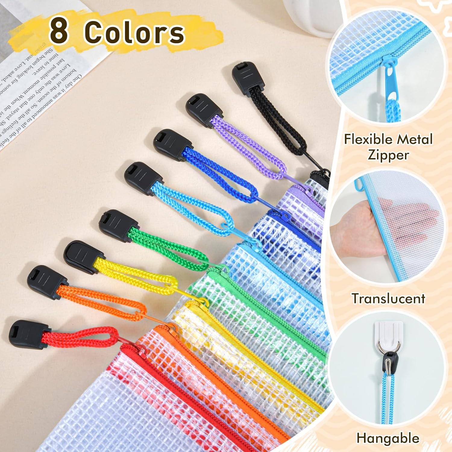26PCS Mesh Zipper Pouch Bags Clear Waterproof Storage Organizer Set 8 Sizes