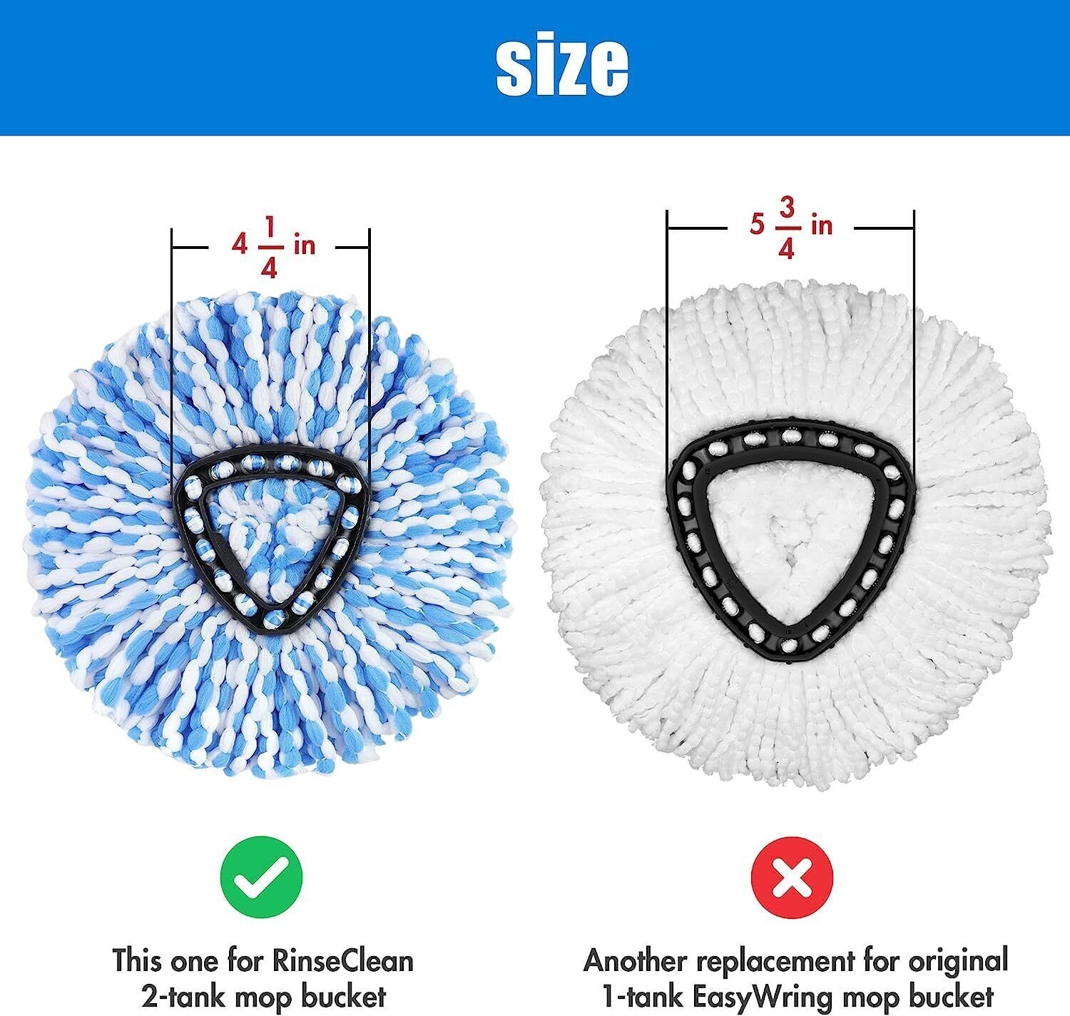 3x Replacement Microfiber Mop Head Wring Refill For O-Cedar RinseClean Spin Mop