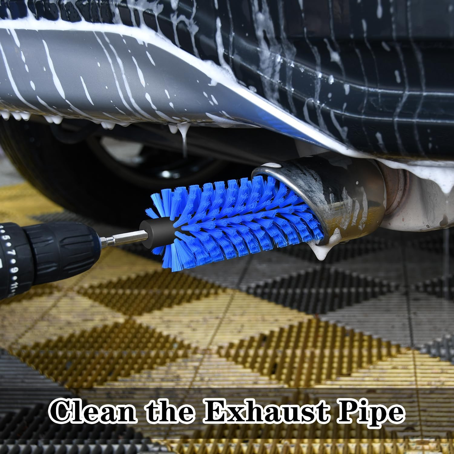 Drill Brush for Car Wheels & Bottles Cleaning Nylon 1/4in Drill Attachment