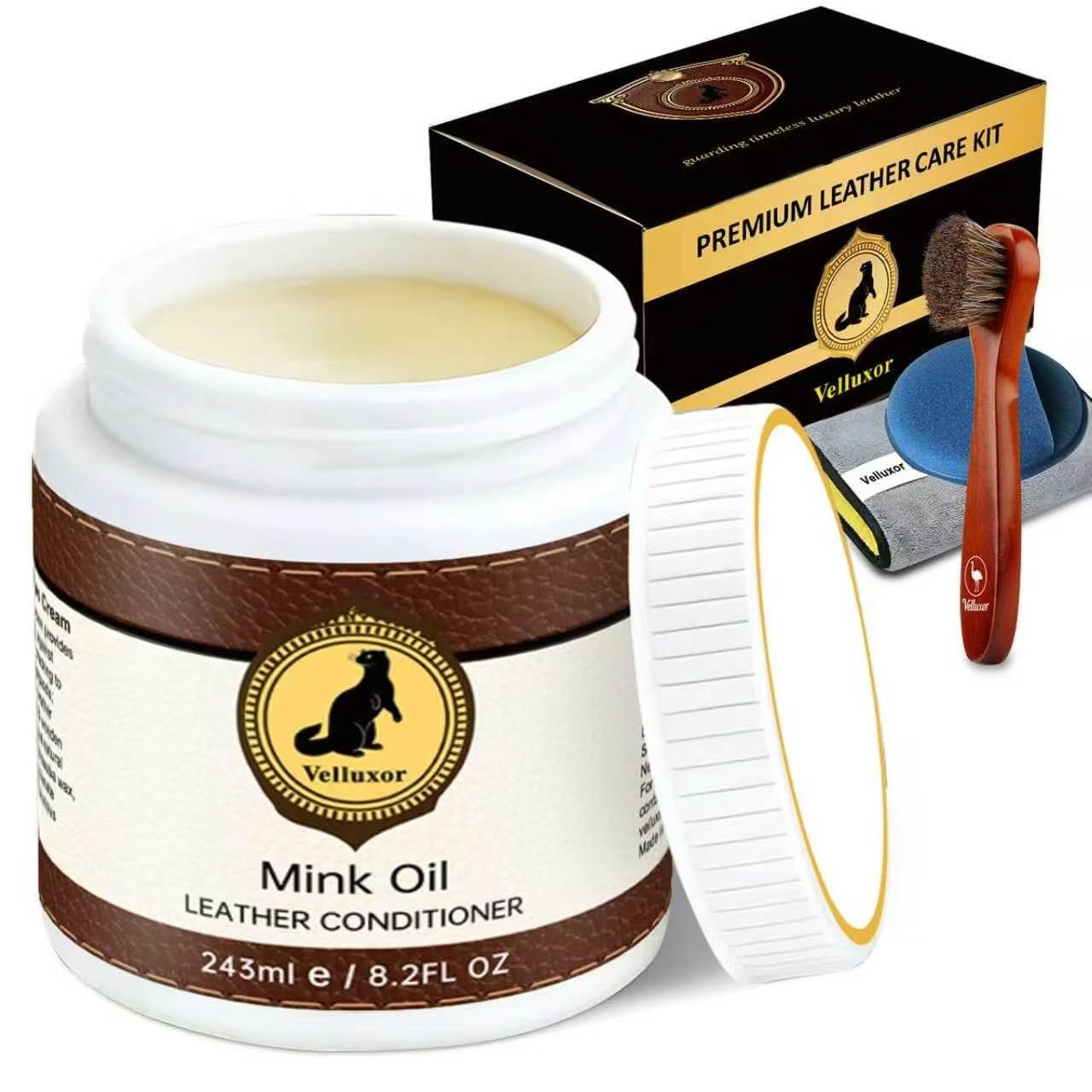 Natural Mink Oil Leather Conditioner 8.2oz Cleaner Balm Restores Protects Boots