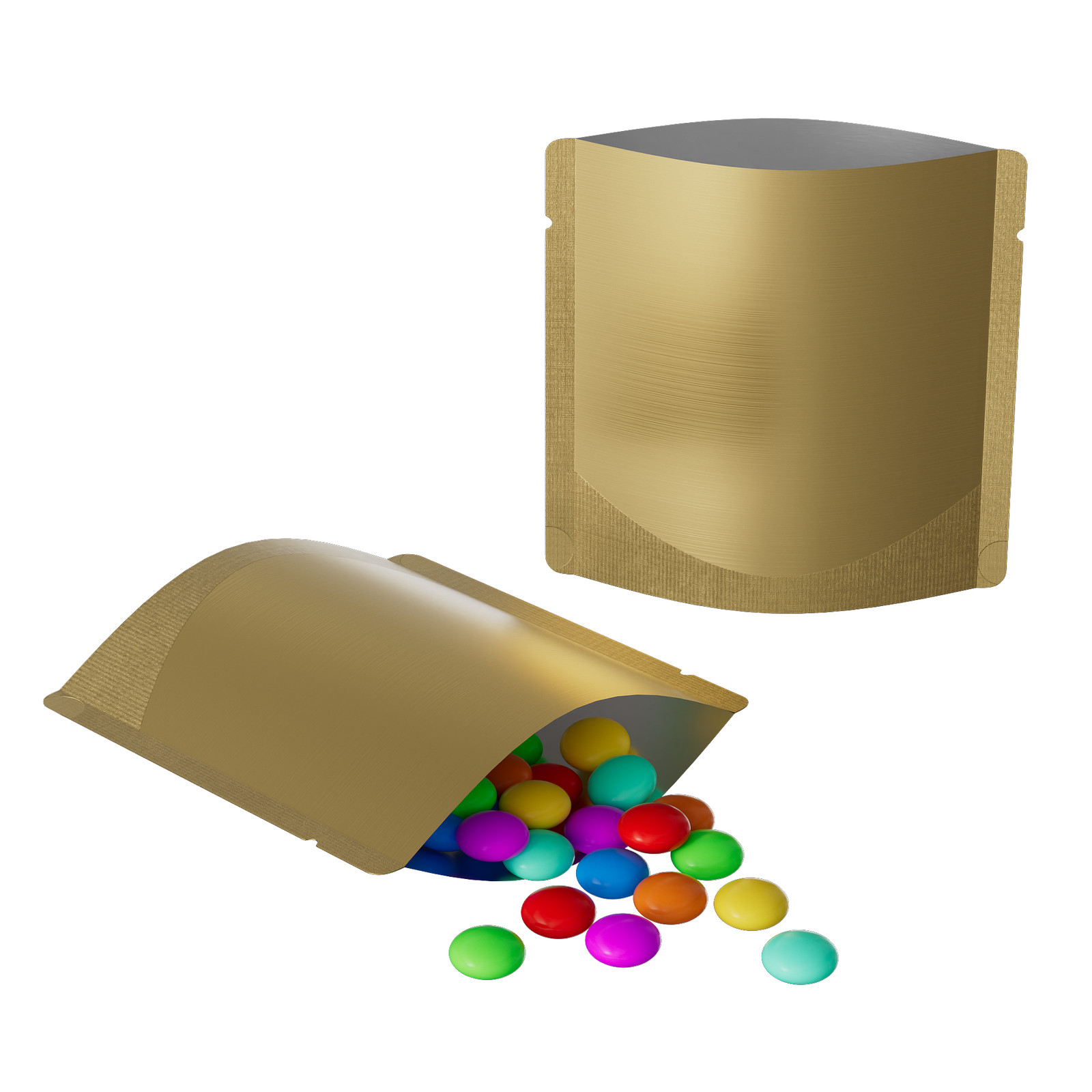 Double-Sided Matte Aluminum Colored Open Top Gusset Liquid Bags 2.75 inch Bulk