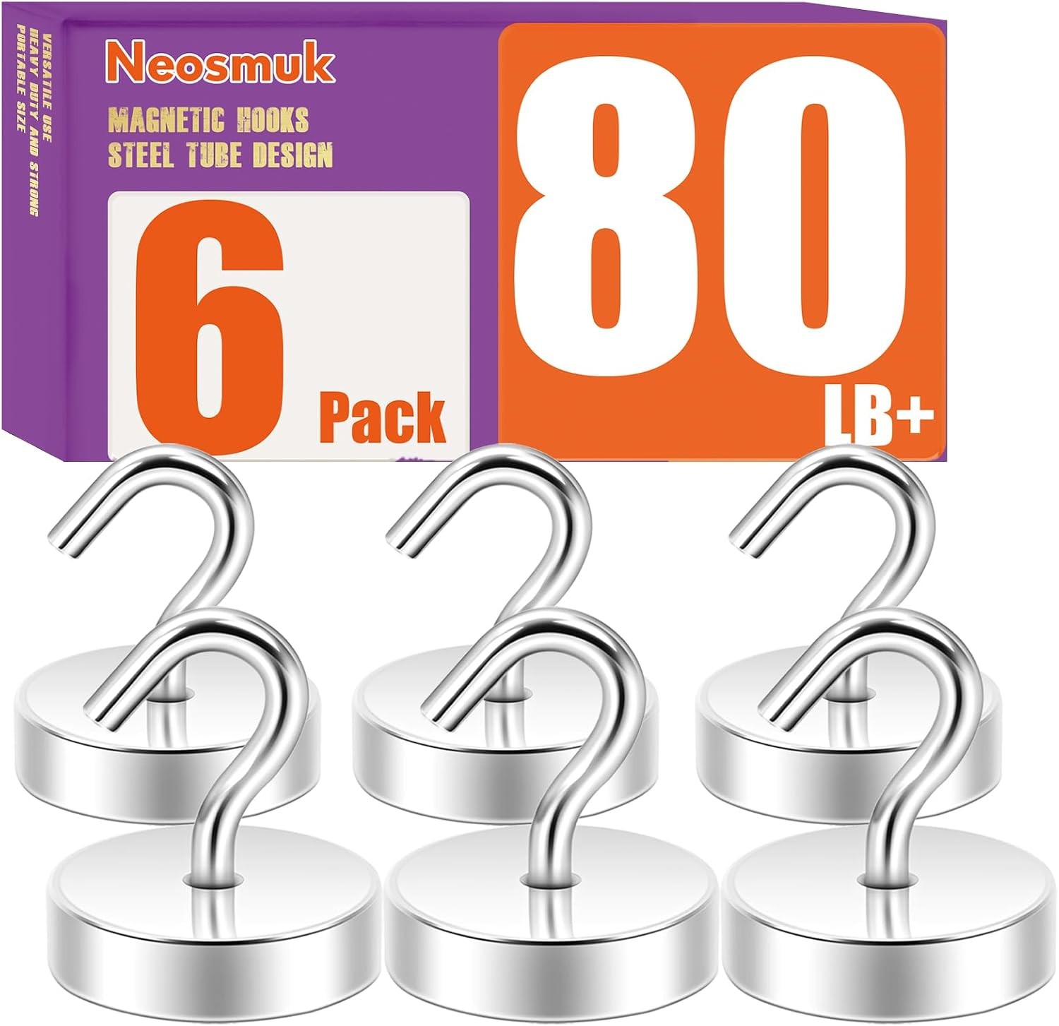 Magnetic Hooks Steel Tube Design for Cruise,80lb+ Silver,6 Pack | Cruise Ship