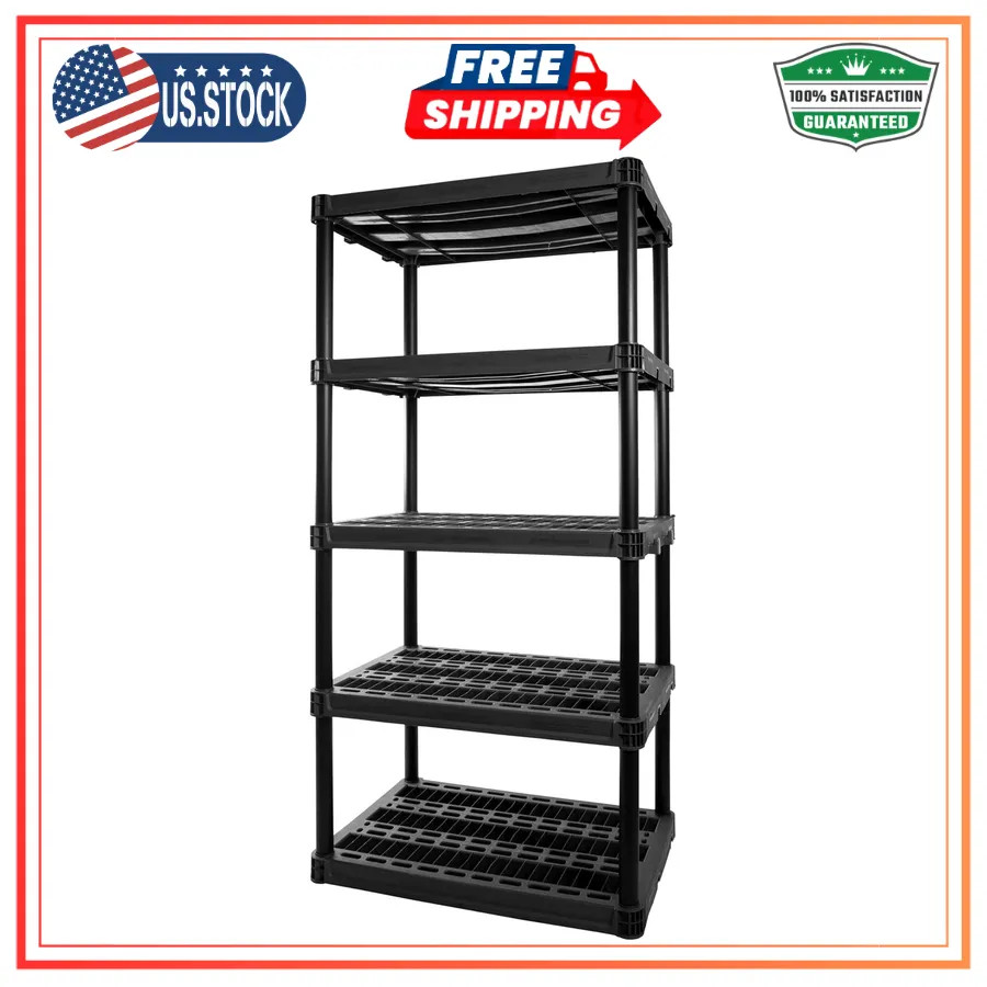 Plano 4-Tier Plastic Storage Shelving Unit 48in x 23in x 14in 200lb Capacity