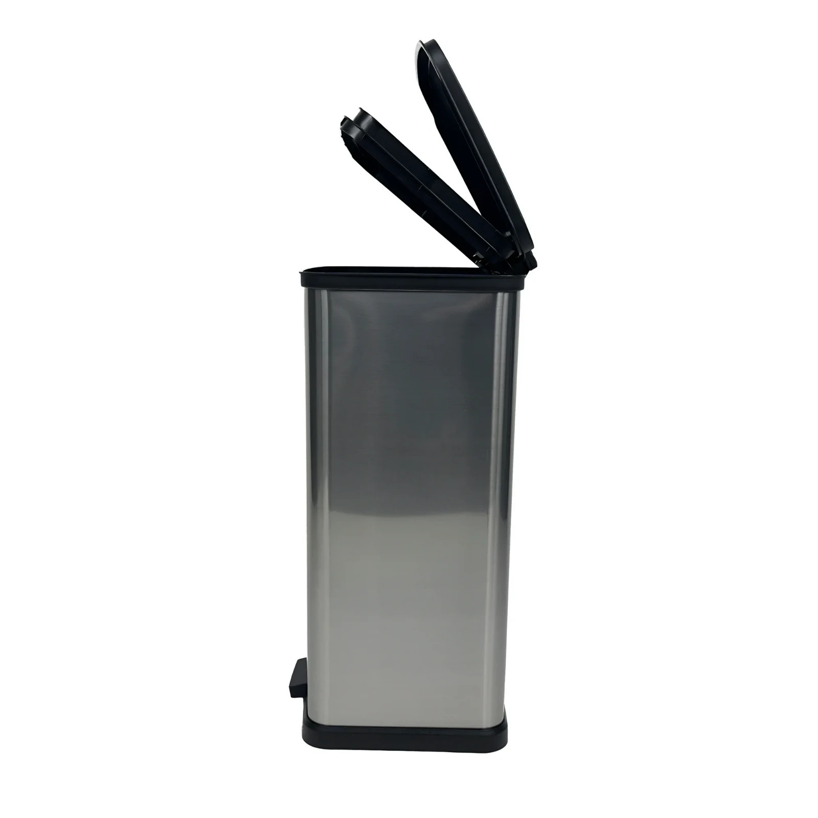Mainstays Kitchen Trash Can, 13.2 Gallon Plastic Step Garbage Bin,Lid, Silver