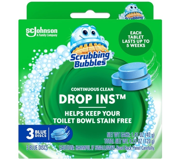 Scrubbing Bubbles Continuous Clean Toilet Drop-Ins, Automatic Blue Toilet, 3 Ct