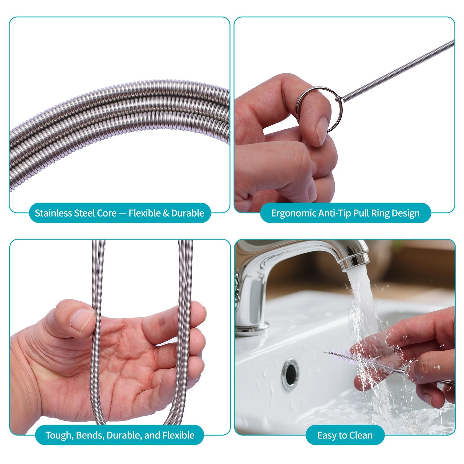 Upgrade 2 Packs Extra Long Drain Cleaners Brush, 64 Inches Flexible Sunroof