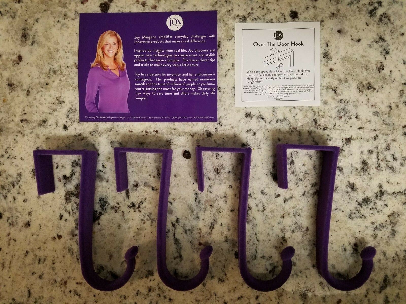 JOY Mangano Huggable Hooks 8 Pack Over the Door Hooks Choose from 5 Colors