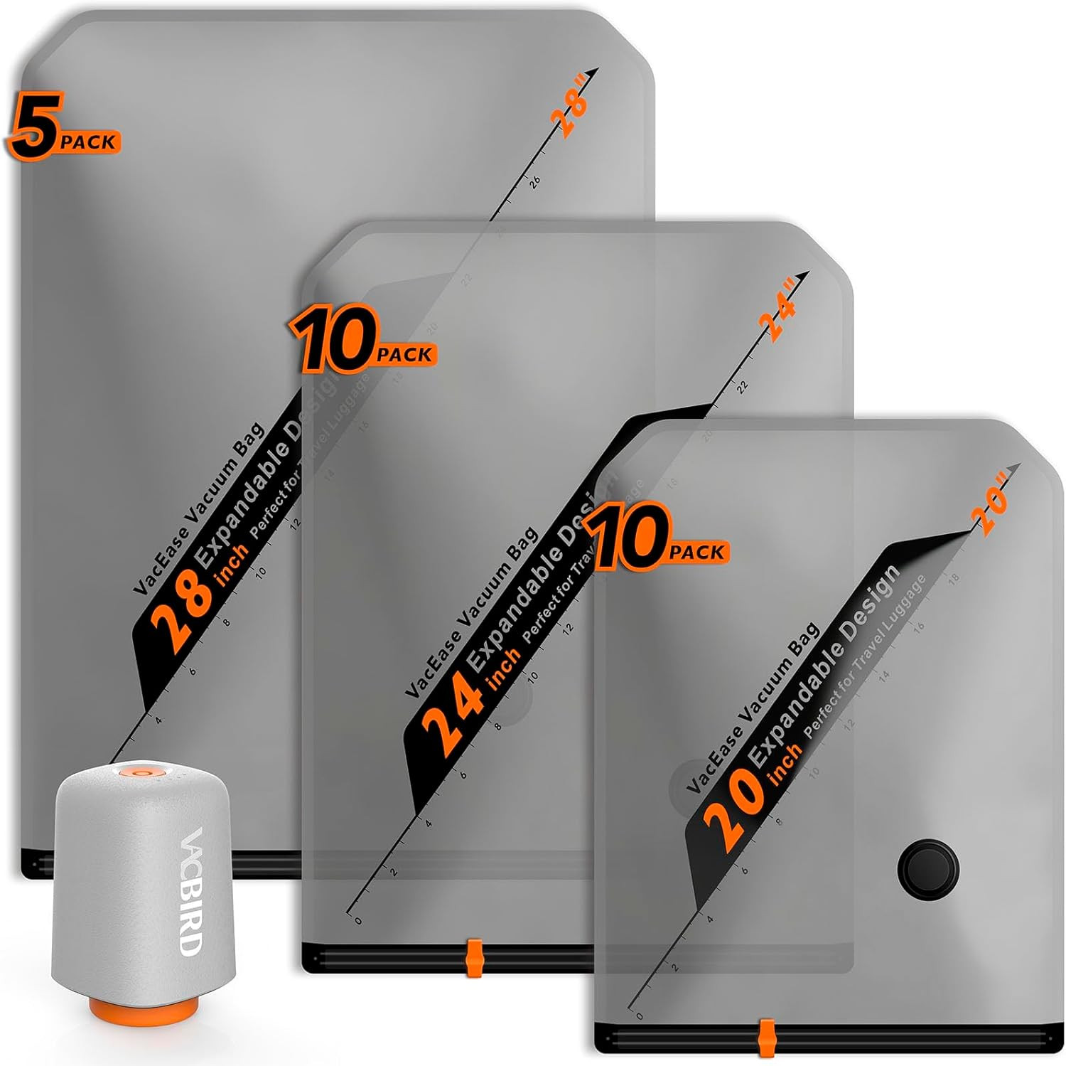 15 Pack Vacuum Storage Bags w/ Wireless Pump Travel Space Saver for Clothes