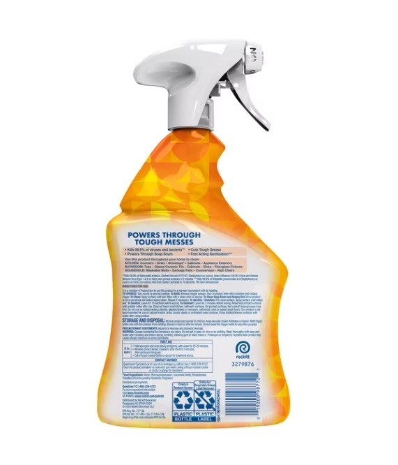 Lysol All Purpose Cleaner Spray, Multi-Purpose Mango & Hibiscus Scent, 32 Fl Oz