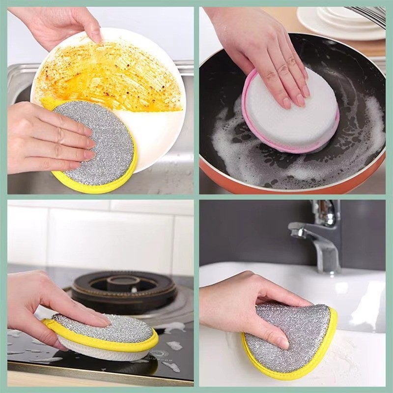 10Pcs Magic Scrub Sponge Double Sided Heavy Duty Dish Washing Kitchen Pad