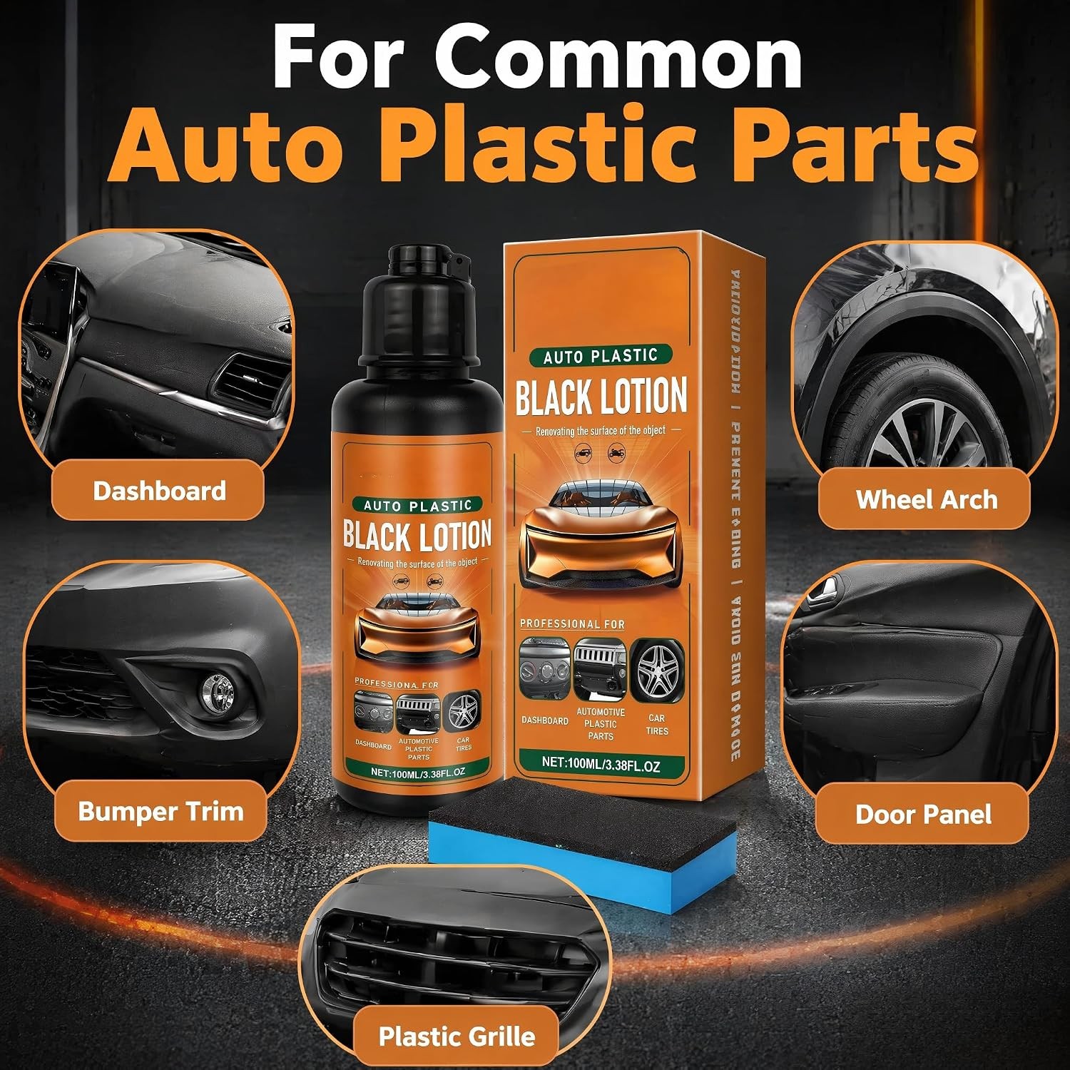 Auto Black Plastic Lotion 100ml Plastic Restorer Kit, Restore Faded Plastic & Ru