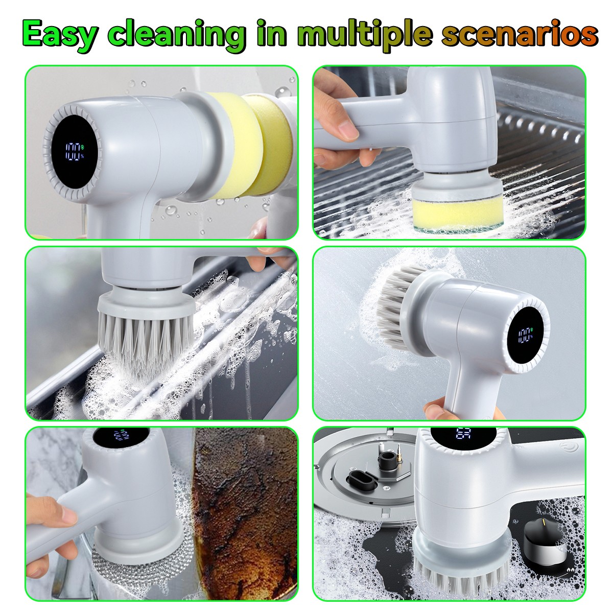 Mini Electric Cleaning Brush 9 In 1 Spinning Scrubber Handheld Electric Cordless