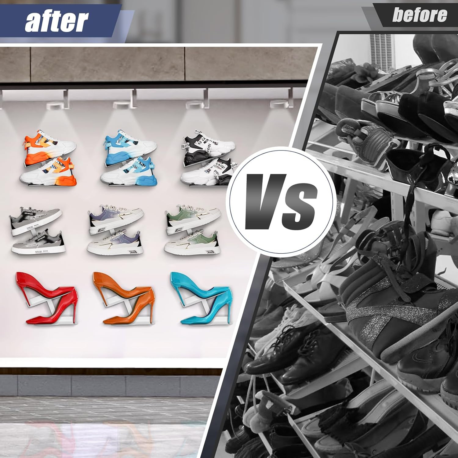 2 Pcs Floating Shoe Display Shelves for Wall Mount,H-Type Sturdy Levitating Shoe