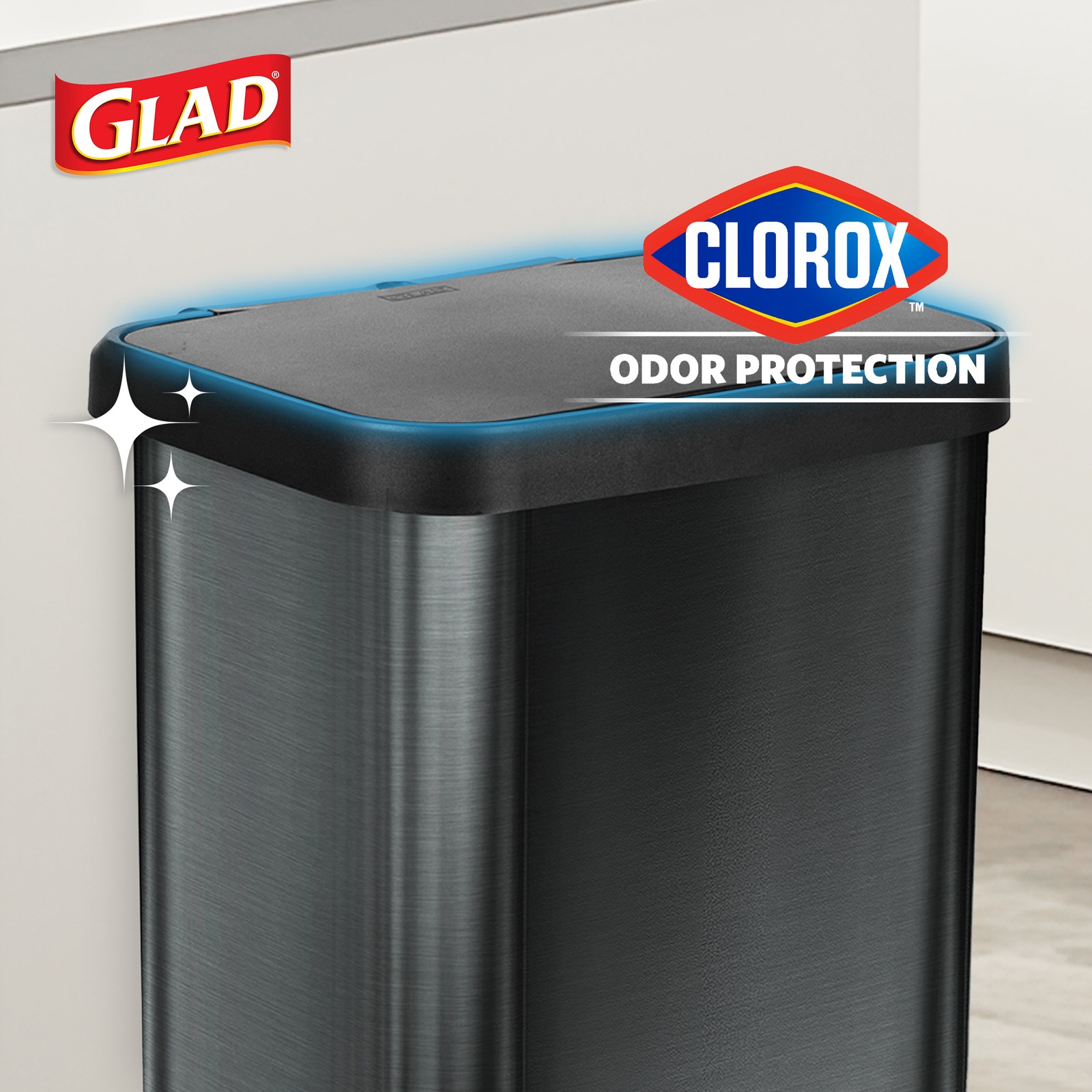 Glad Step Trash Can, Soft Close Lid Bin with Odor Protection, 20 Gallon, Pewter