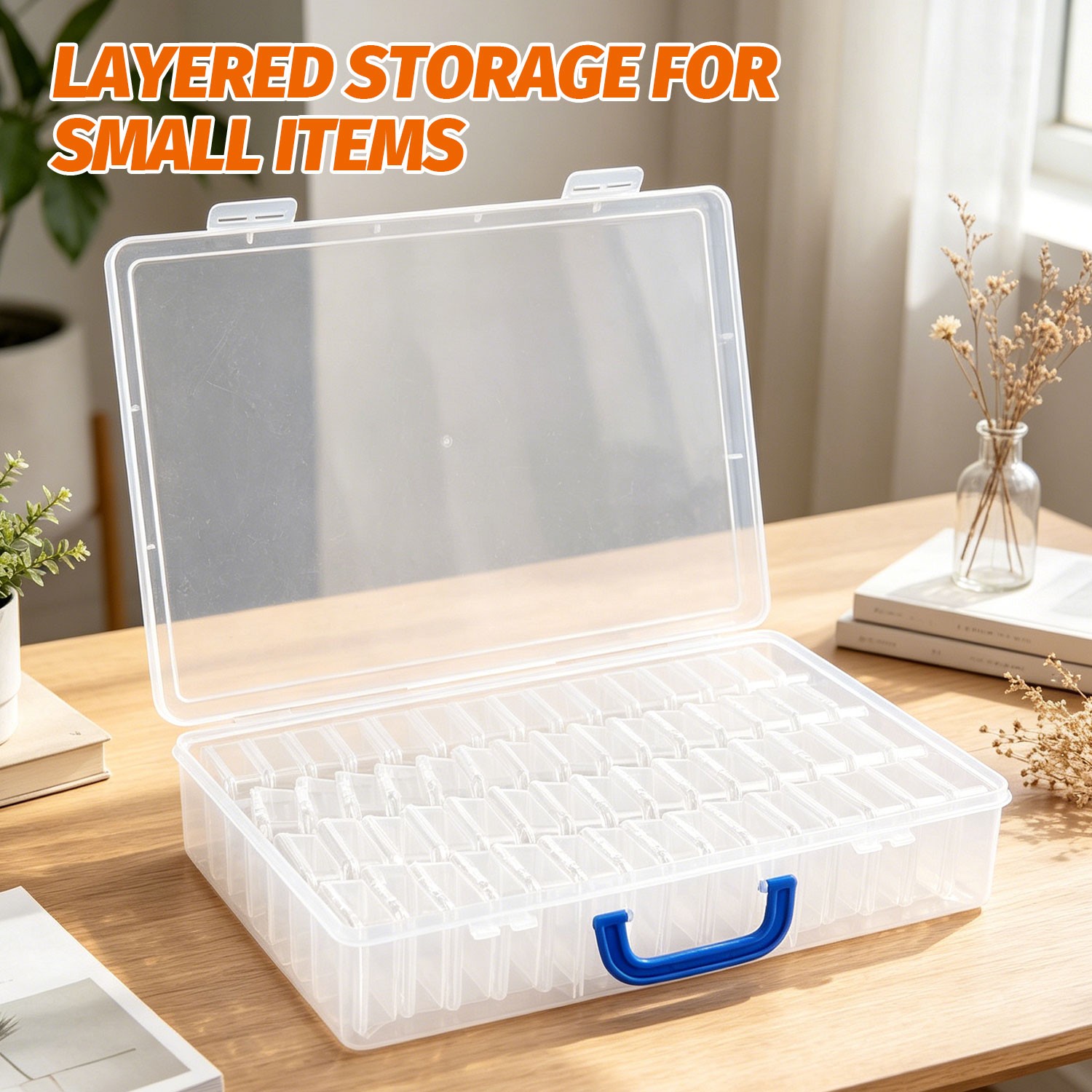 60Grid Clear Jewelry Box Plastic Bead Storage Craft Container Earrings Organizer