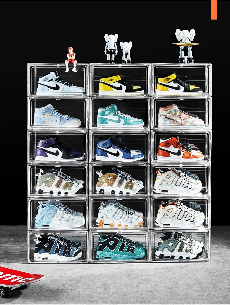10x Magnetic Shoe Storage Boxes Full Clear Drop Side AJ Sneaker Organizer Case