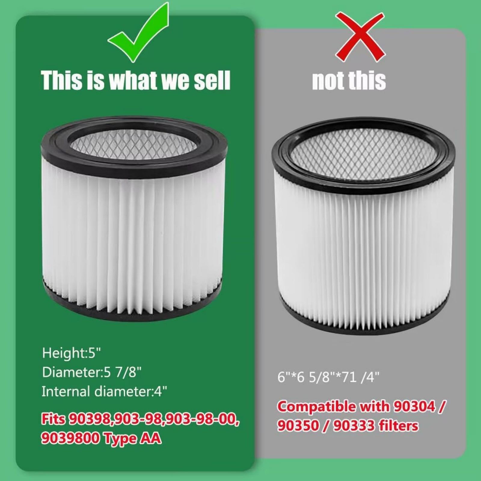 90398 Vacuum Cleaner Filter For Shop-Vac 286-00-10, 962-15-00, 394-20-00
