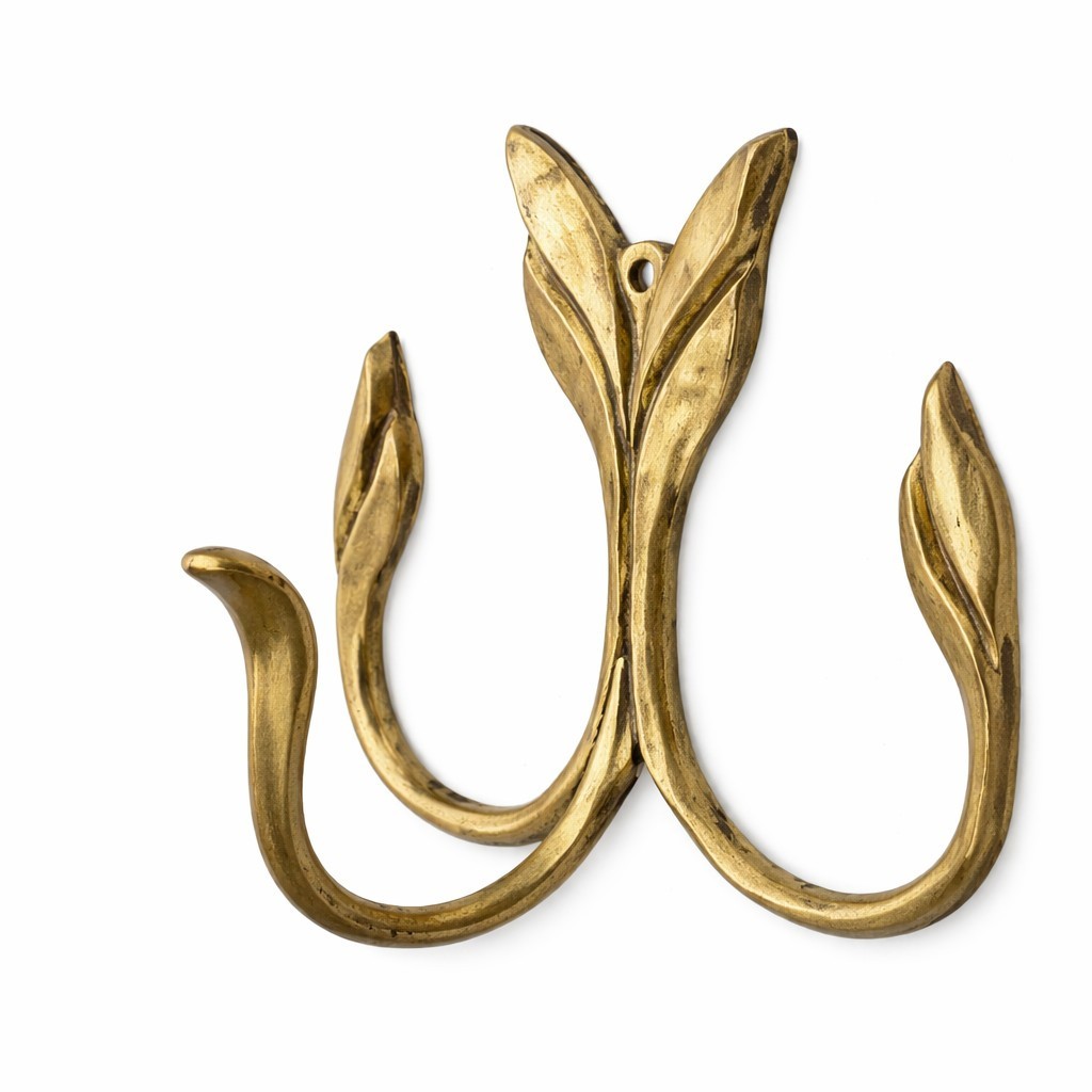 Gold Wall Hook Leaf Design Art Nouveau Decorative Hat Rack Brass Wall Decor